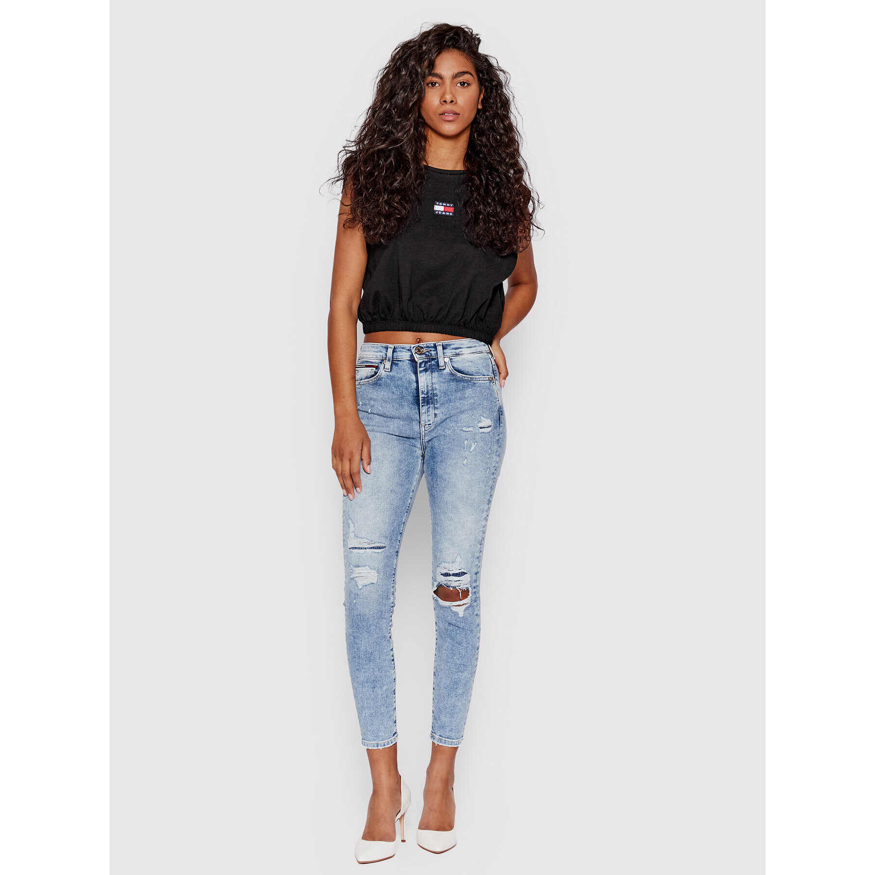 Tommy Jeans Halenka DW0DW12609 Černá Cropped Fit - Pepit.cz