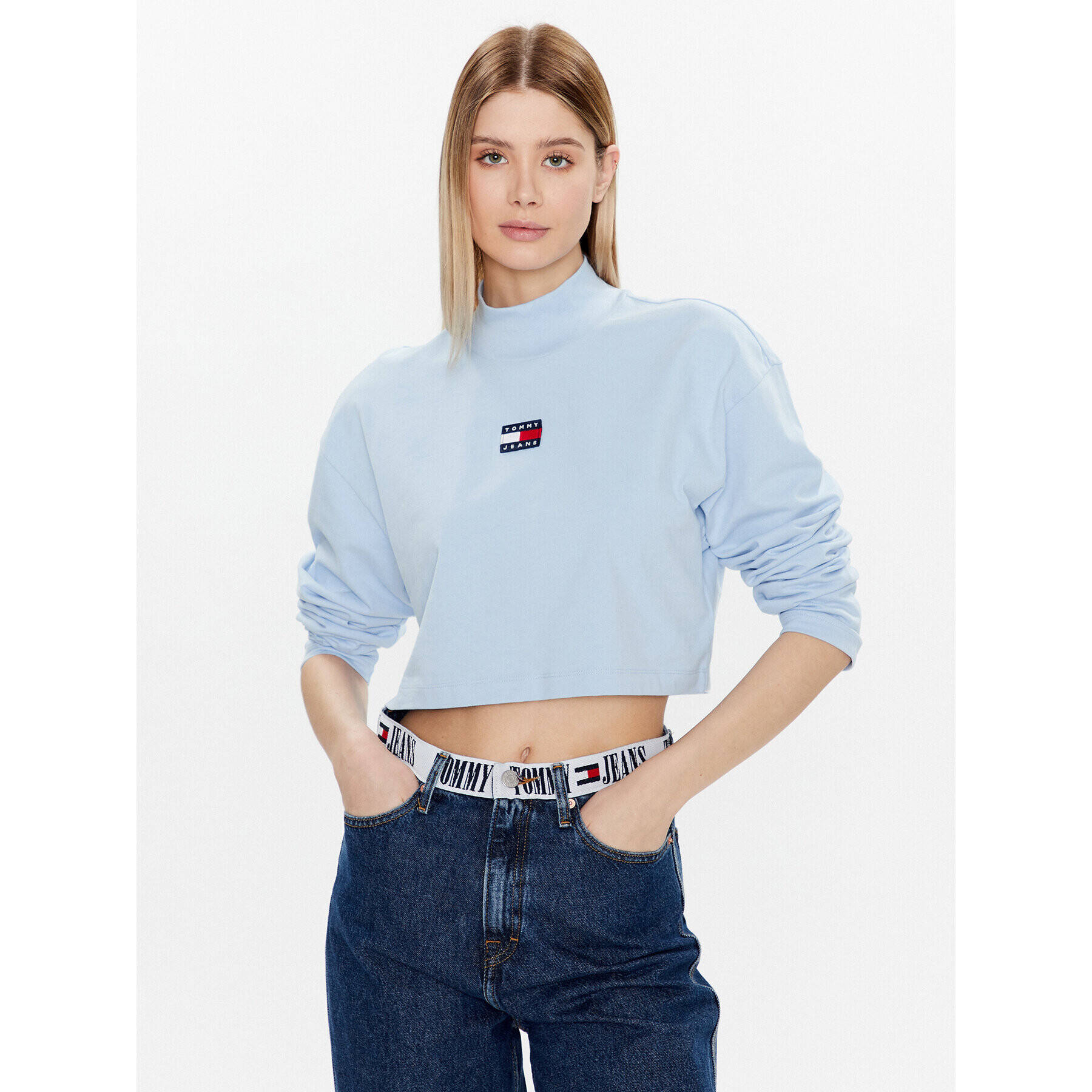 Tommy Jeans Halenka DW0DW14884 Modrá Cropped Fit - Pepit.cz