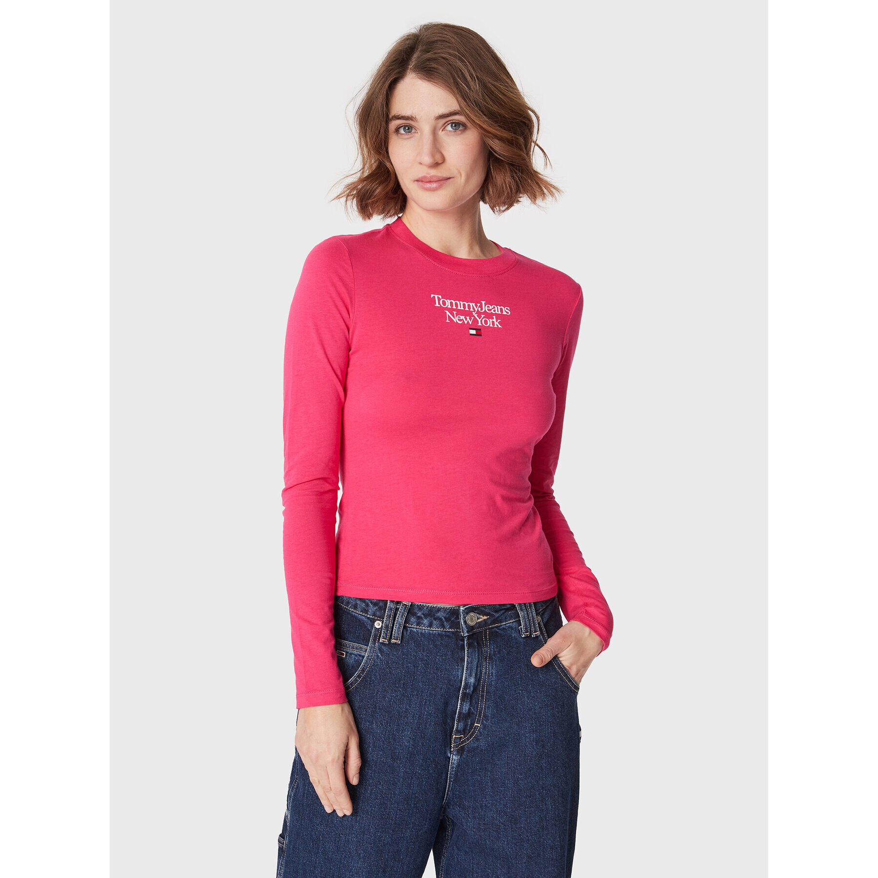 Tommy Jeans Halenka Essential Logo DW0DW14900 Růžová Slim Fit - Pepit.cz