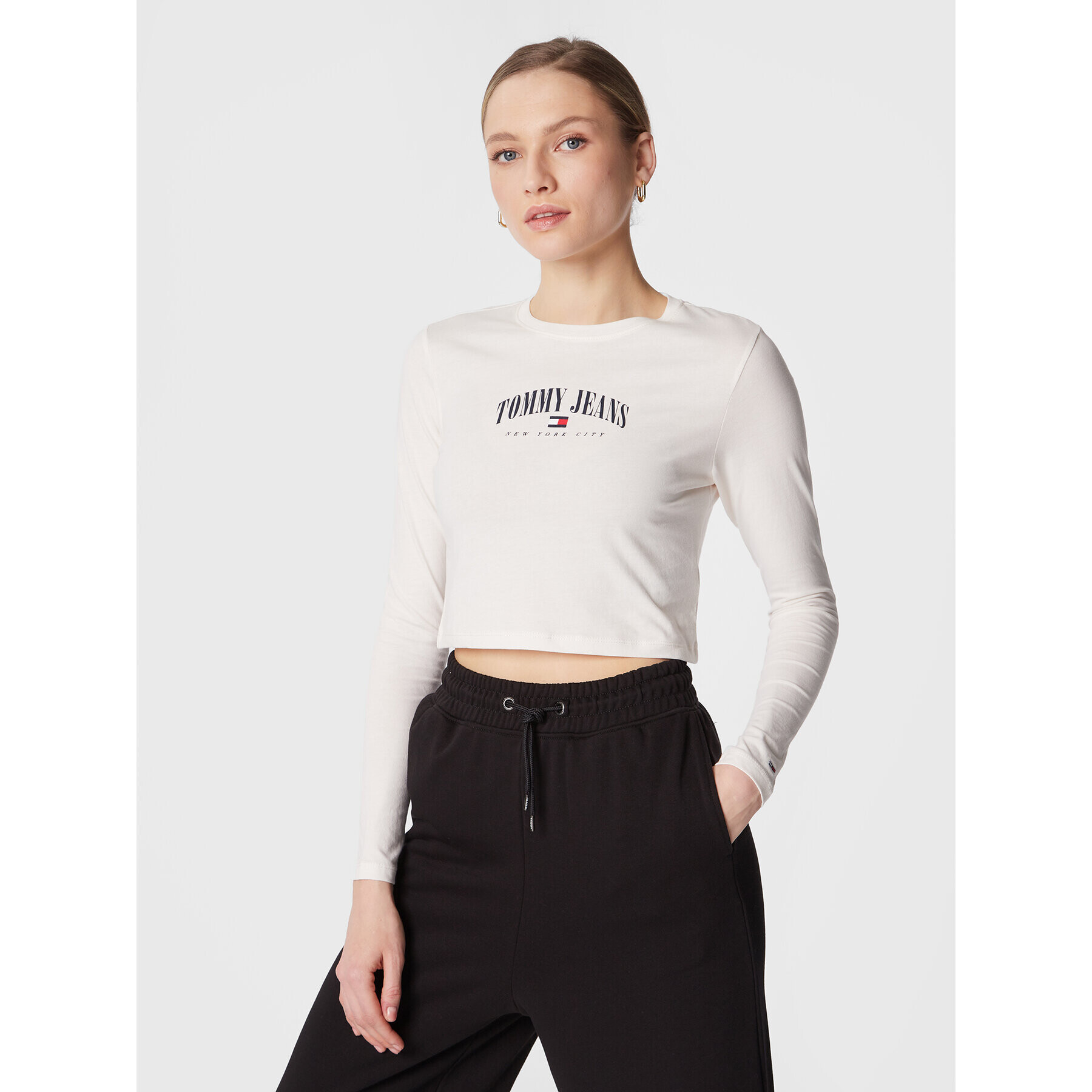 Tommy Jeans Halenka Essential Logo DW0DW14911 Bílá Regular Fit - Pepit.cz