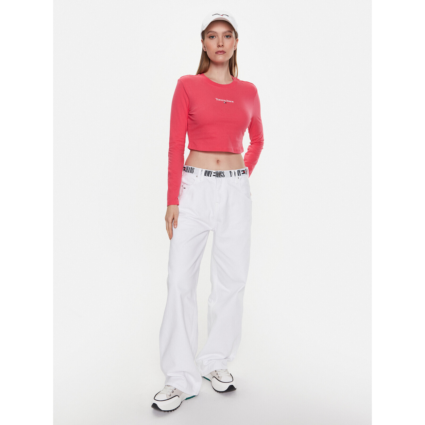 Tommy Jeans Halenka Essential Logo DW0DW15443 Růžová Cropped Fit - Pepit.cz