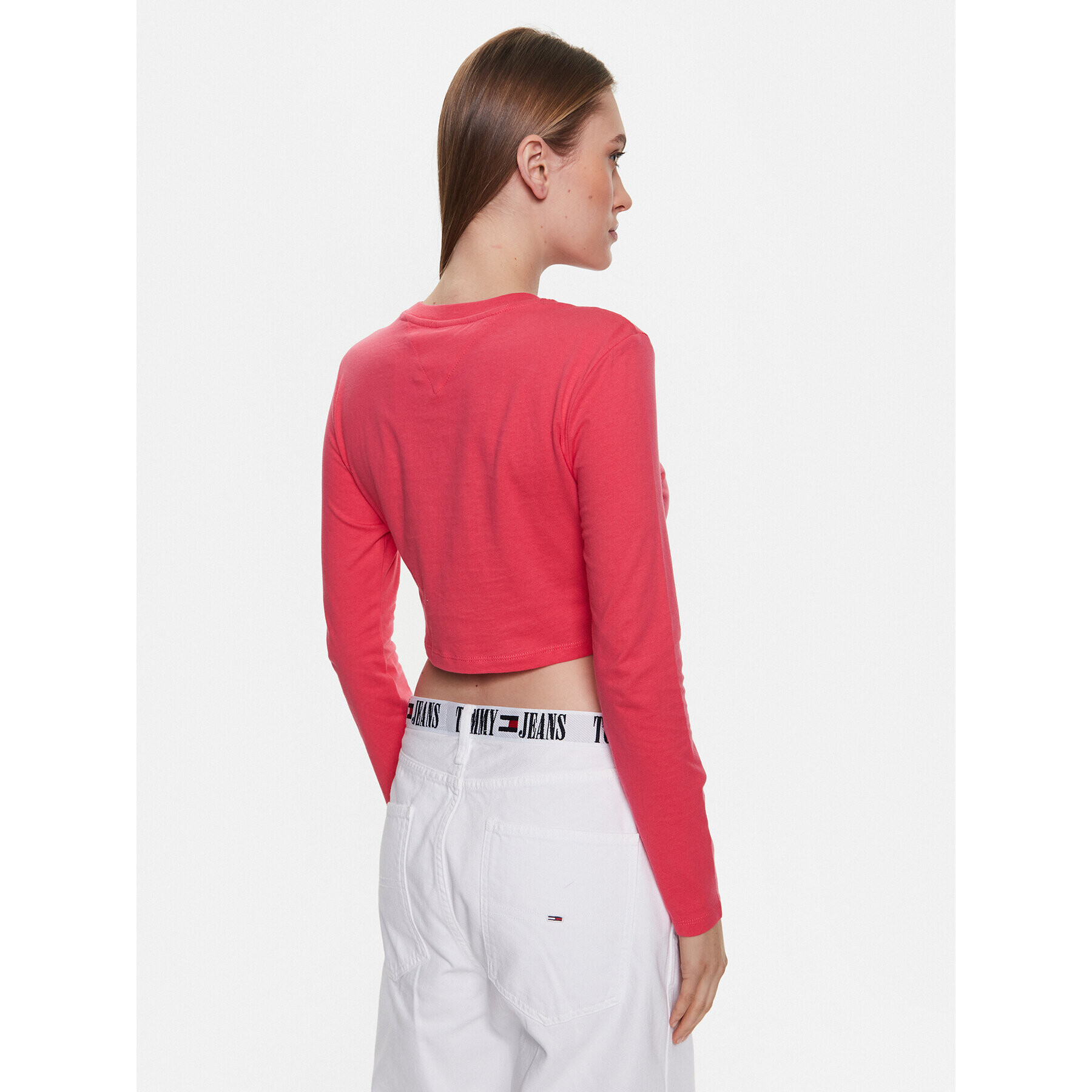 Tommy Jeans Halenka Essential Logo DW0DW15443 Růžová Cropped Fit - Pepit.cz