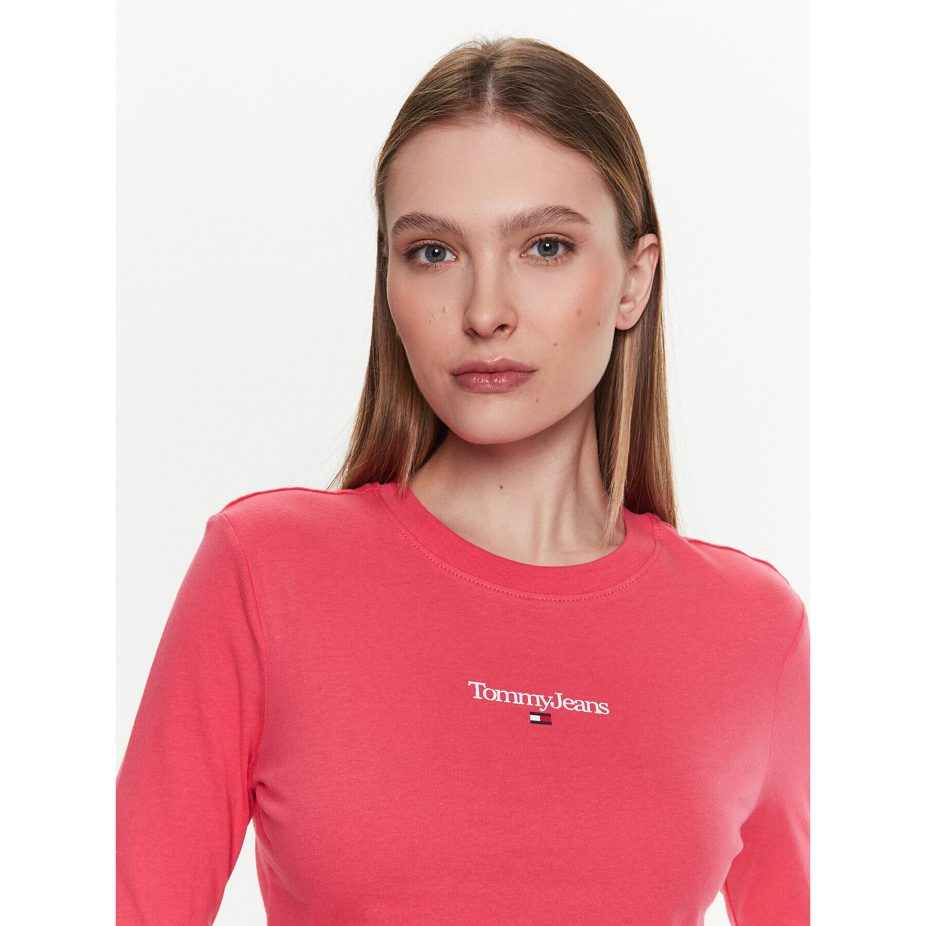 Tommy Jeans Halenka Essential Logo DW0DW15443 Růžová Cropped Fit - Pepit.cz