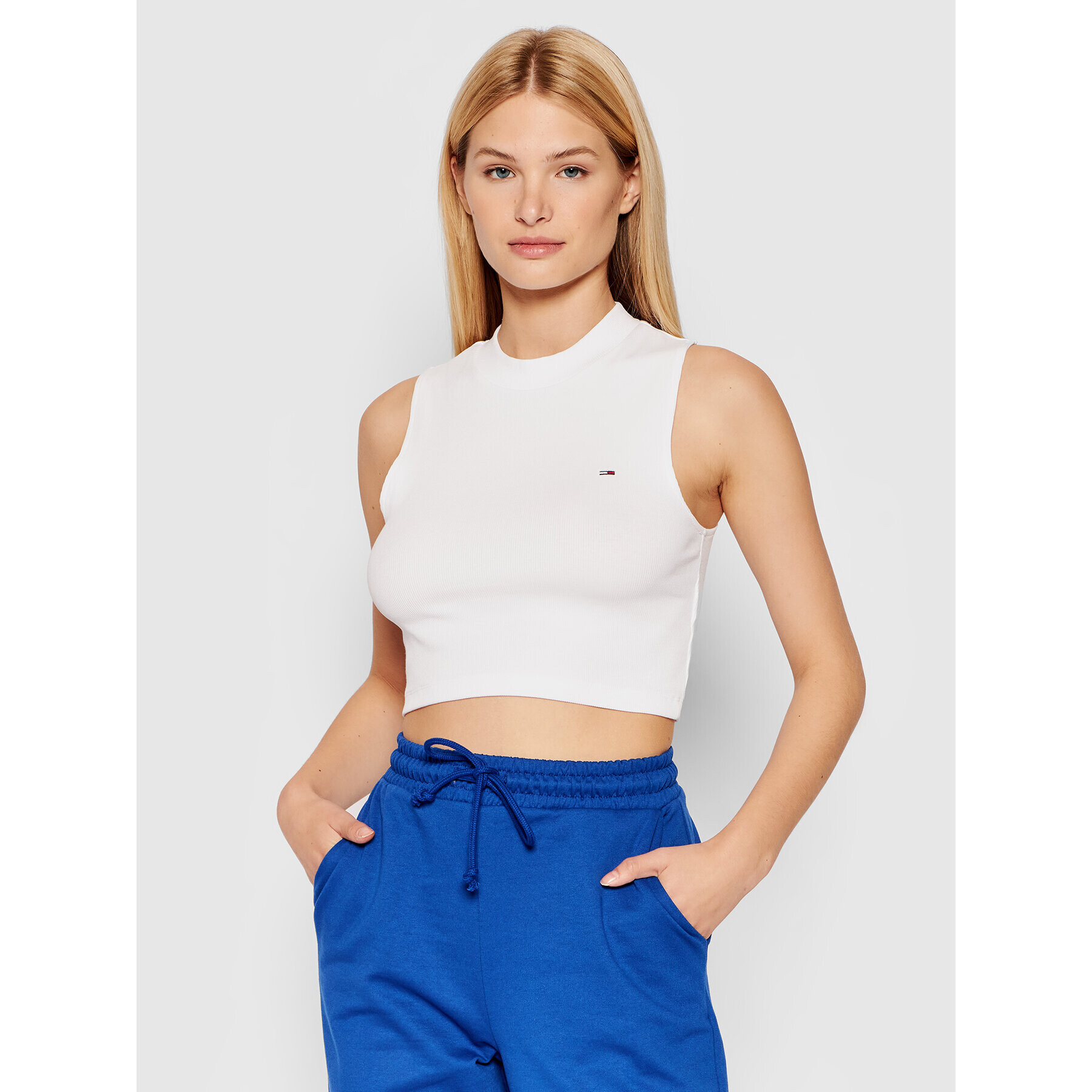 Tommy Jeans Halenka Mockneck DW0DW10446 Bílá Slim Fit - Pepit.cz