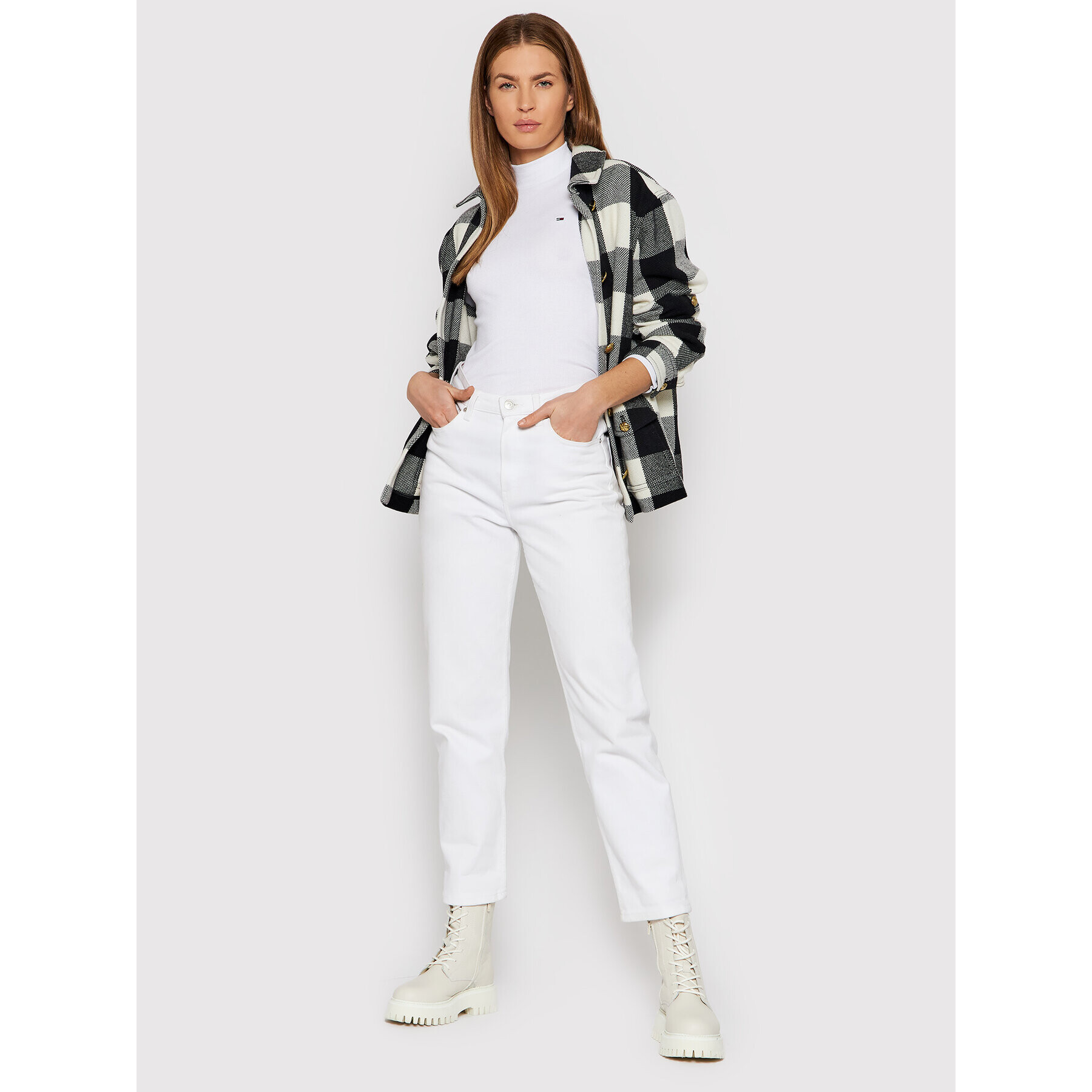 Tommy Jeans Halenka Rib DW0DW12014 Bílá Slim Fit - Pepit.cz