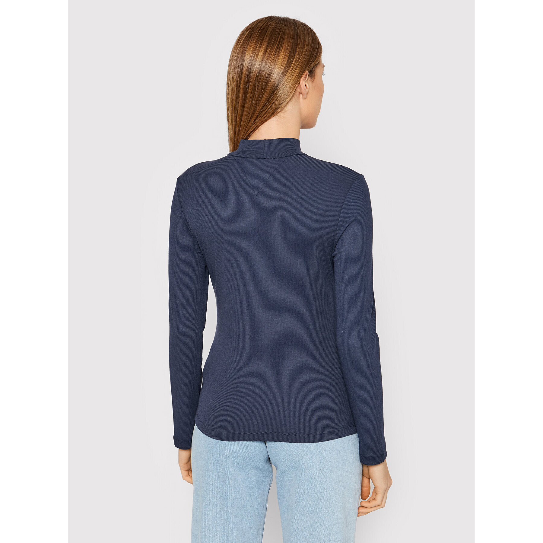 Tommy Jeans Halenka Rib Mock Neck DW0DW12014 Tmavomodrá Slim Fit - Pepit.cz