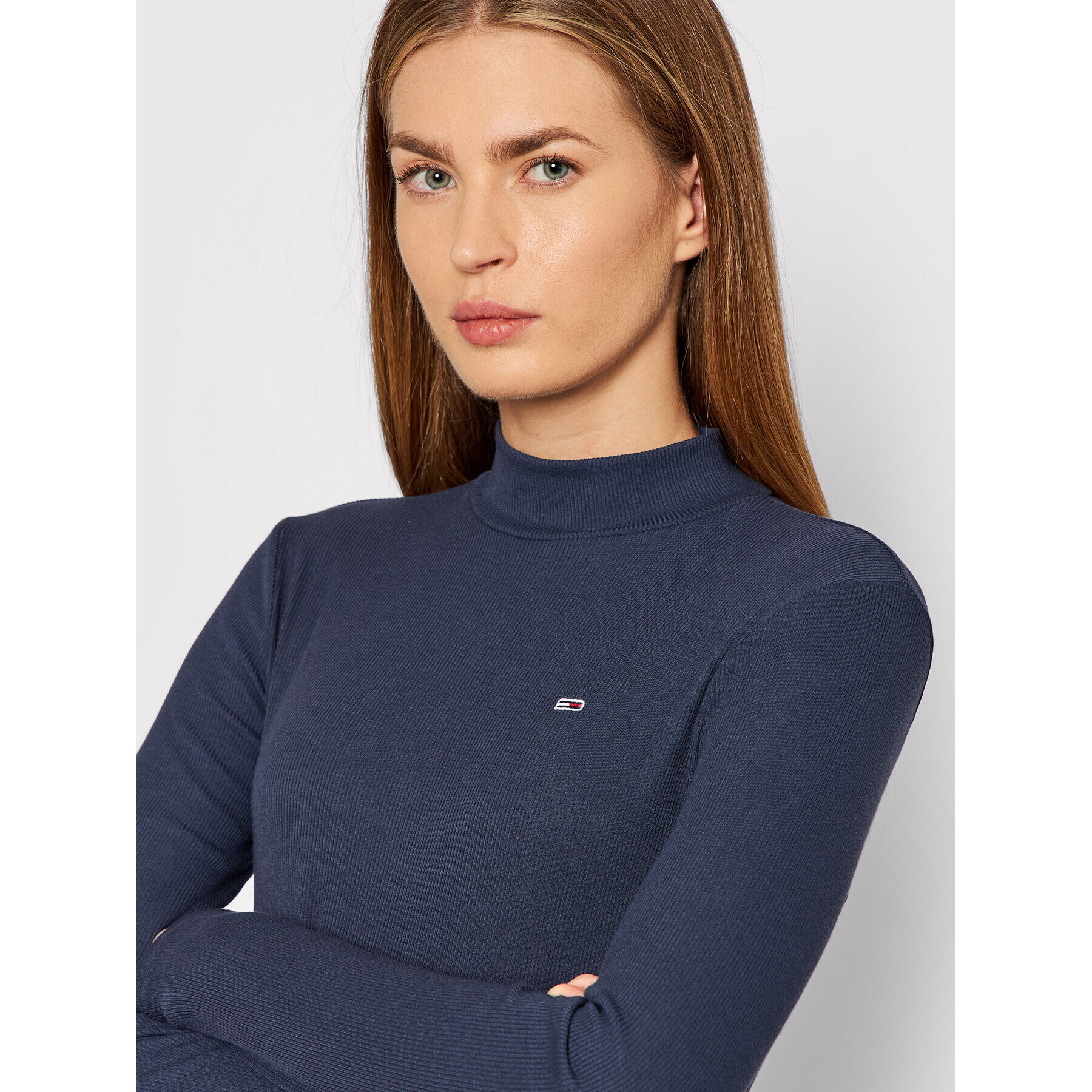 Tommy Jeans Halenka Rib Mock Neck DW0DW12014 Tmavomodrá Slim Fit - Pepit.cz