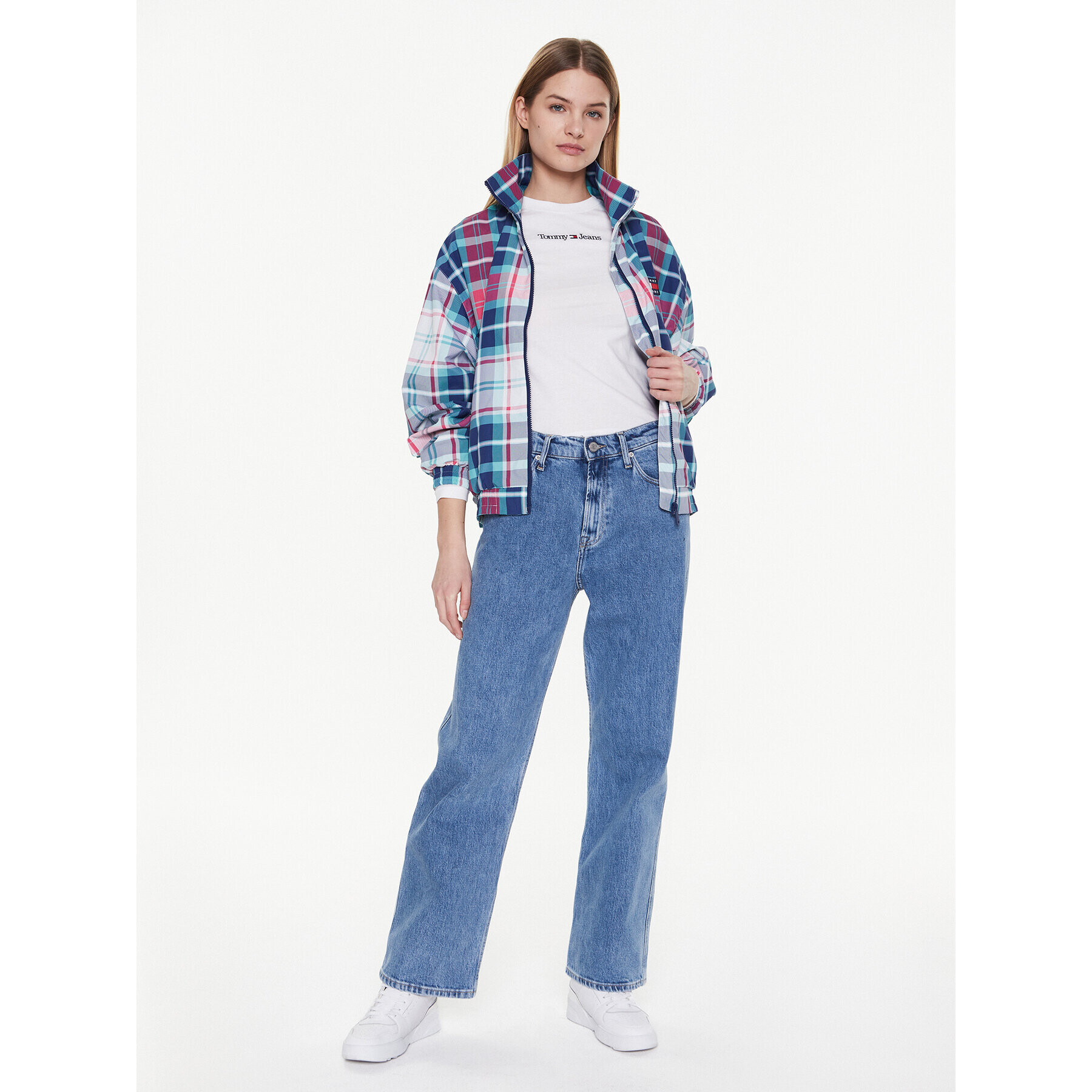 Tommy Jeans Halenka Serif Linear DW0DW14363 Bílá Regular Fit - Pepit.cz