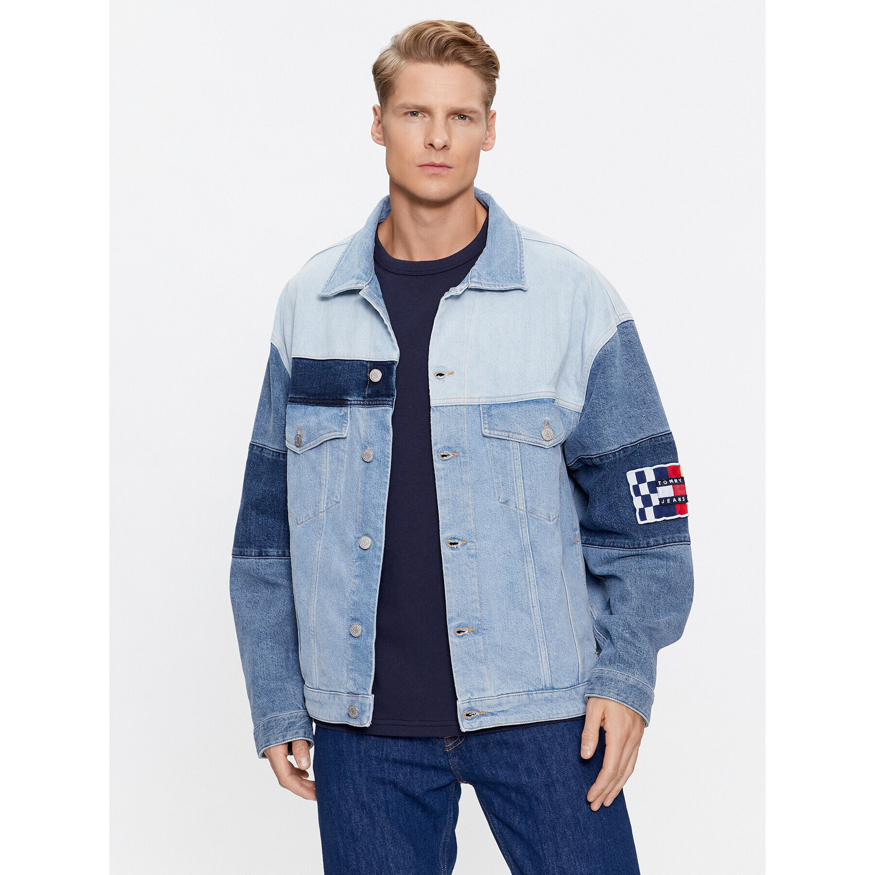 Tommy Jeans Jeansová bunda Aiden DM0DM16737 Modrá Oversize - Pepit.cz