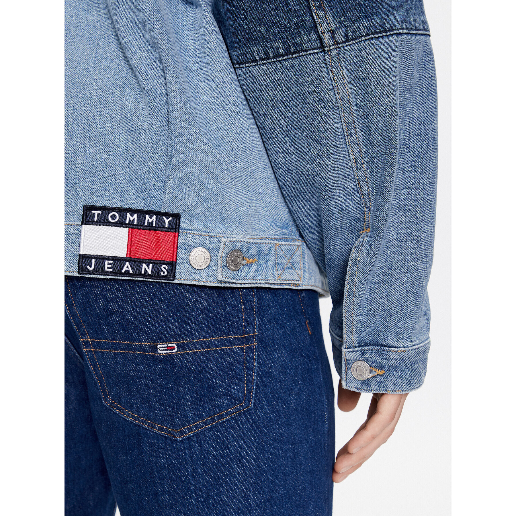 Tommy Jeans Jeansová bunda Aiden DM0DM16737 Modrá Oversize - Pepit.cz