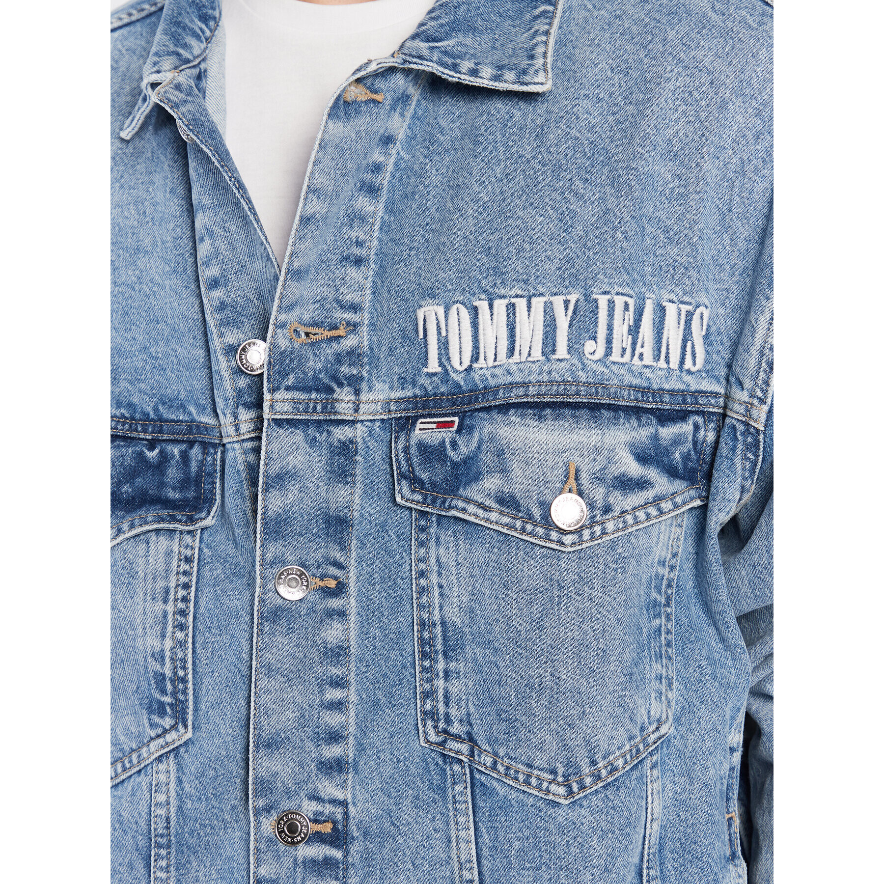 Tommy Jeans Jeansová bunda DM0DM15611 Modrá Oversize - Pepit.cz