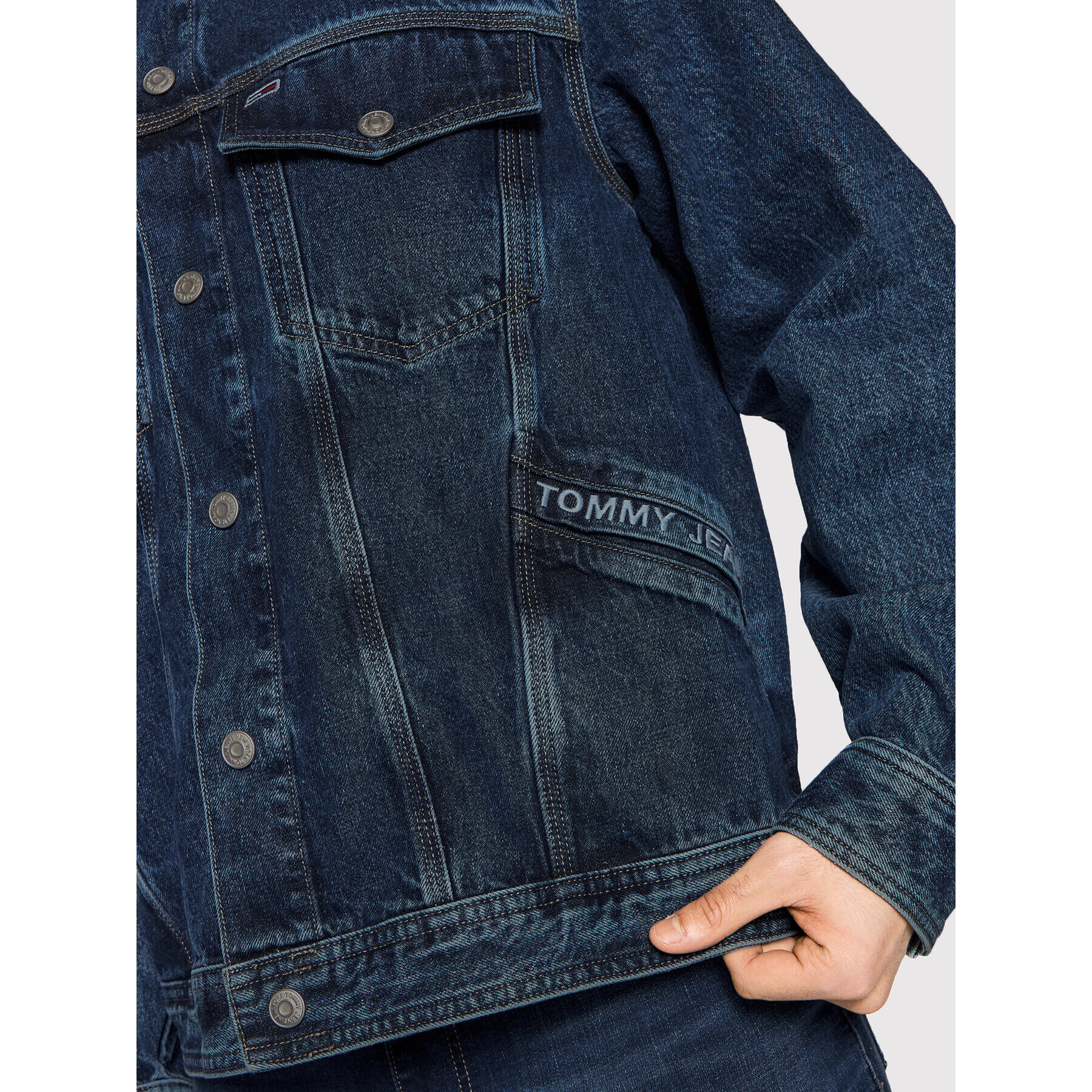 Tommy Jeans Jeansová bunda Trucker DM0DM12458 Tmavomodrá Oversize - Pepit.cz