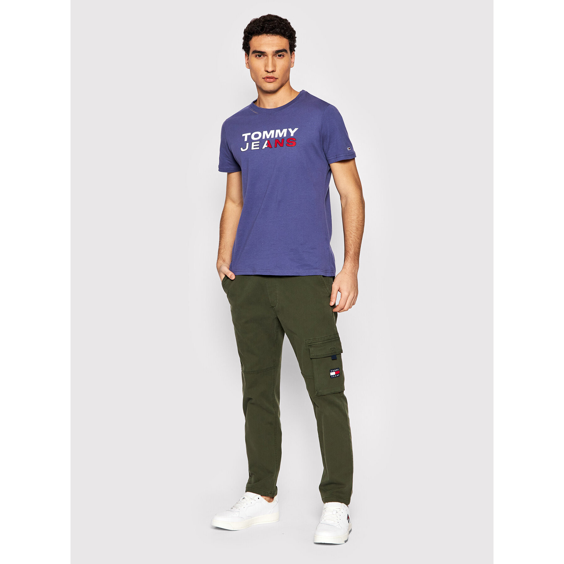 Tommy Jeans Kalhoty z materiálu Dad Dobby DM0DM13389 Zelená Regular Fit - Pepit.cz