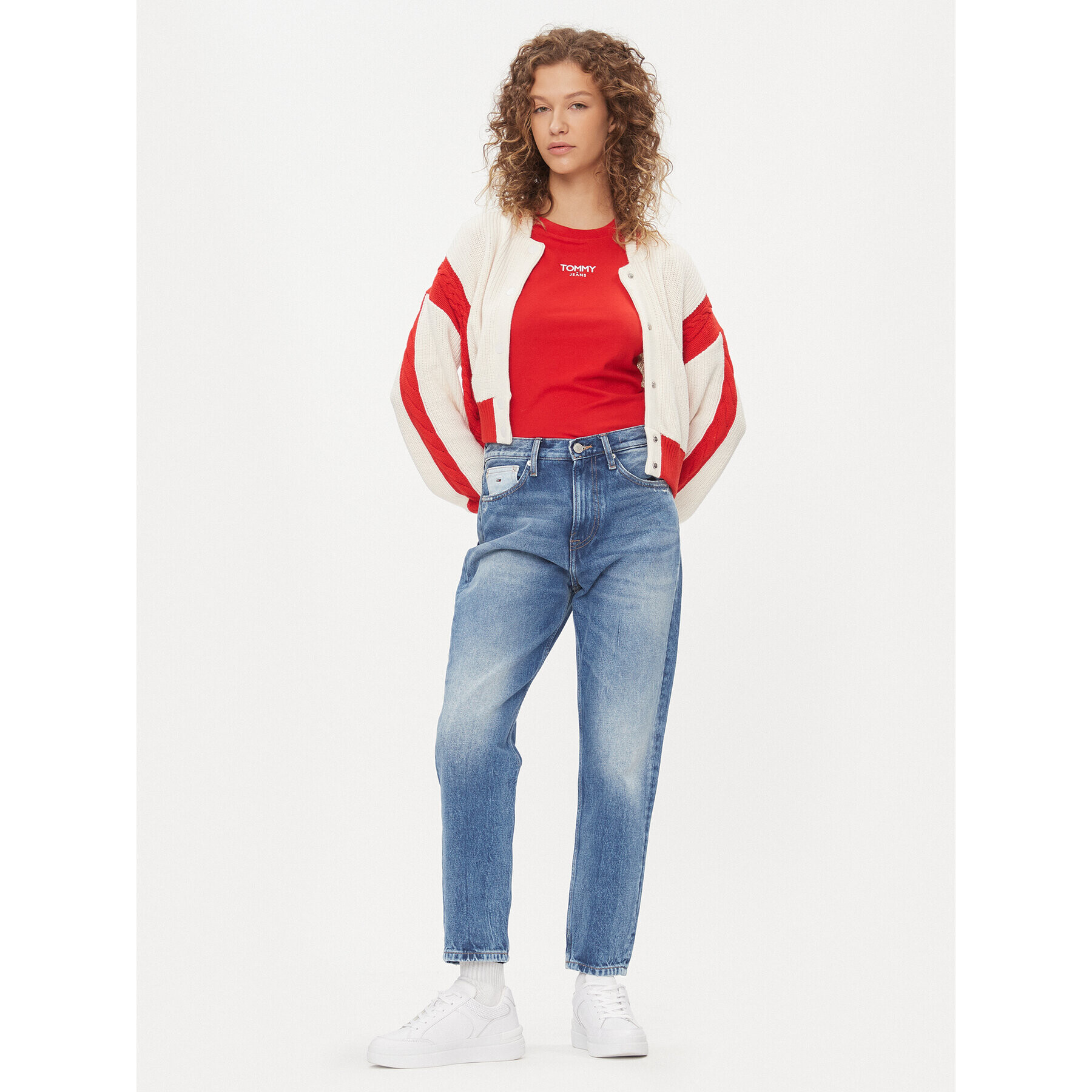 Tommy Jeans Kardigan Archive DW0DW15856 Écru Regular Fit - Pepit.cz