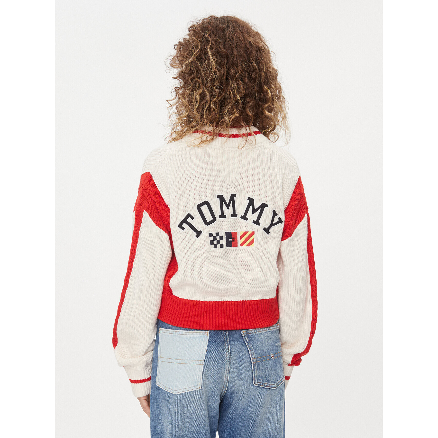 Tommy Jeans Kardigan Archive DW0DW15856 Écru Regular Fit - Pepit.cz