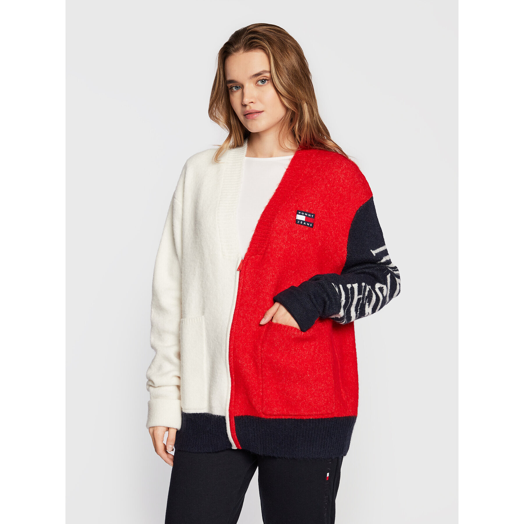 Tommy Jeans Kardigan DW0DW14280 Barevná Oversize - Pepit.cz