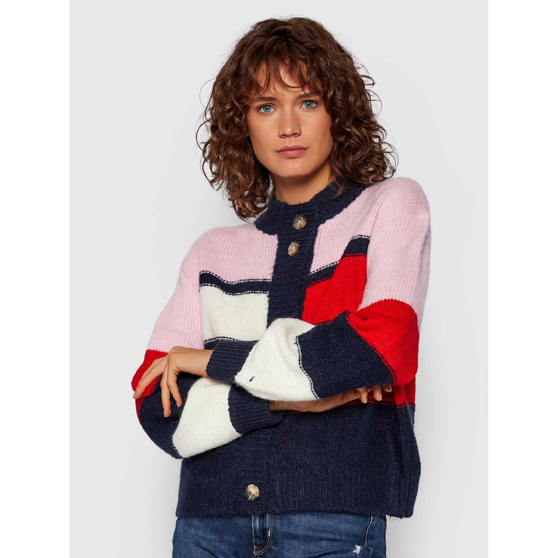 Tommy Jeans Kardigan Tjw Colorblock DW0DW11000 Barevná Boxy Fit - Pepit.cz