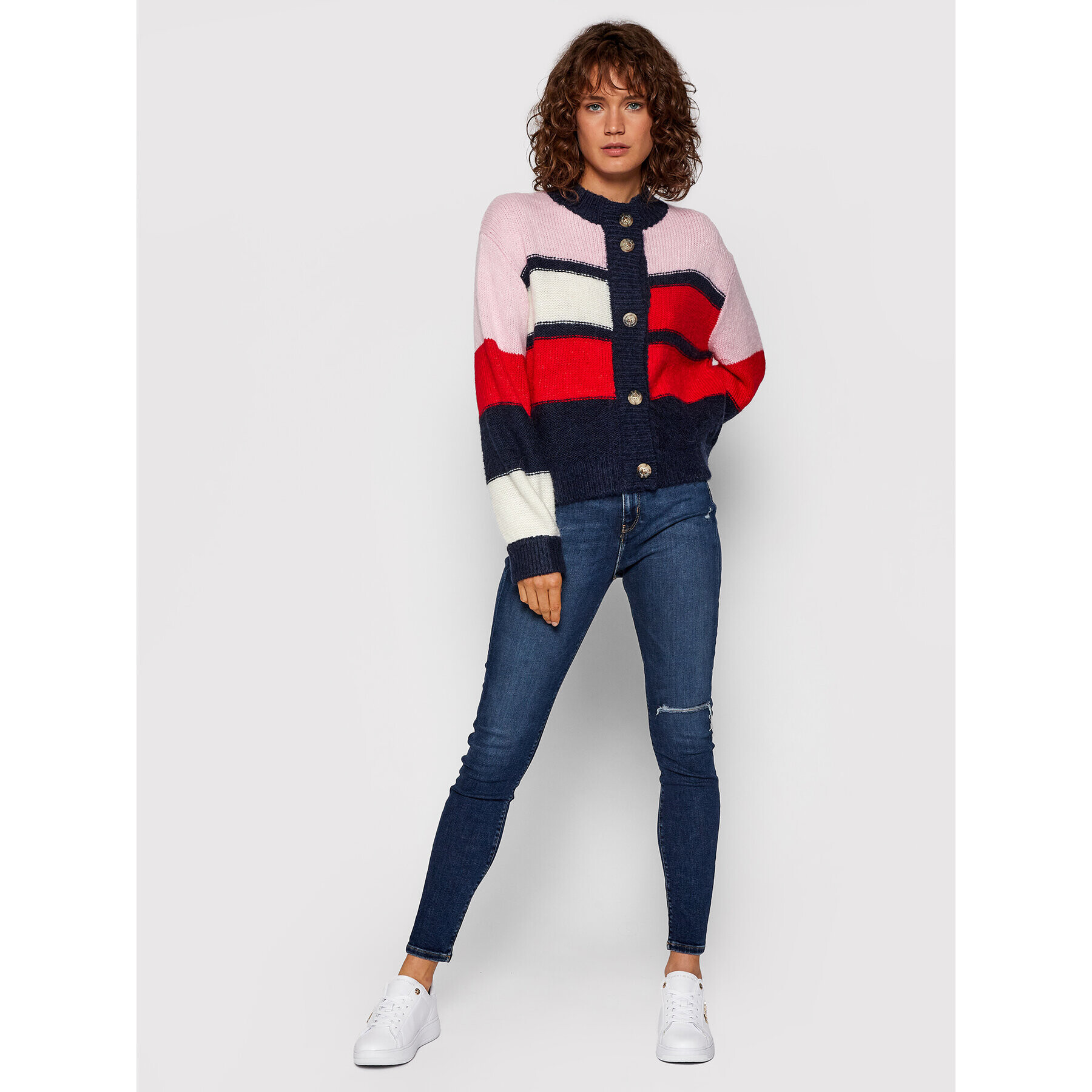 Tommy Jeans Kardigan Tjw Colorblock DW0DW11000 Barevná Boxy Fit - Pepit.cz