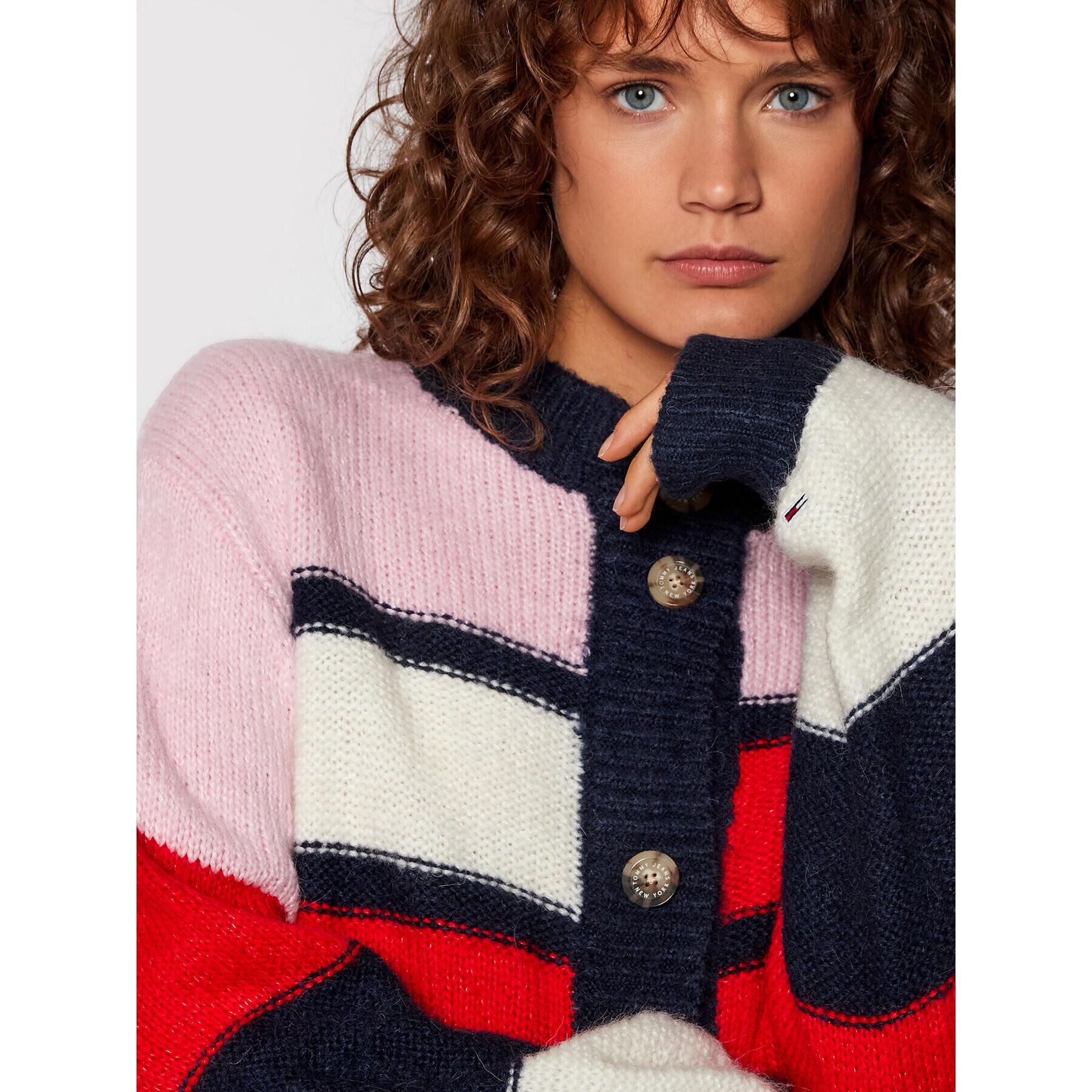 Tommy Jeans Kardigan Tjw Colorblock DW0DW11000 Barevná Boxy Fit - Pepit.cz