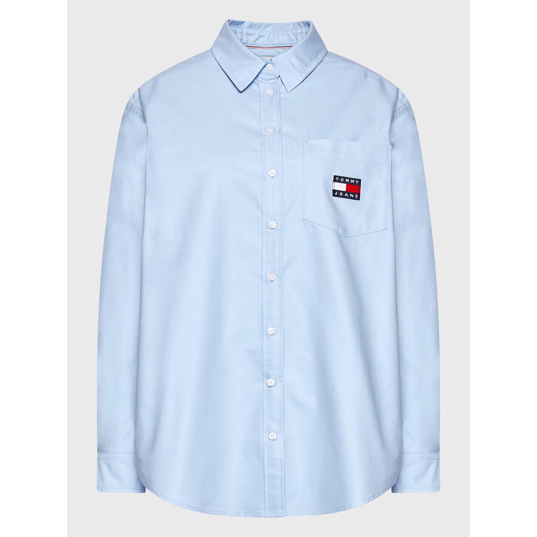 Tommy Jeans Košile Badge DW0DW13804 Modrá Boyfriend Fit - Pepit.cz