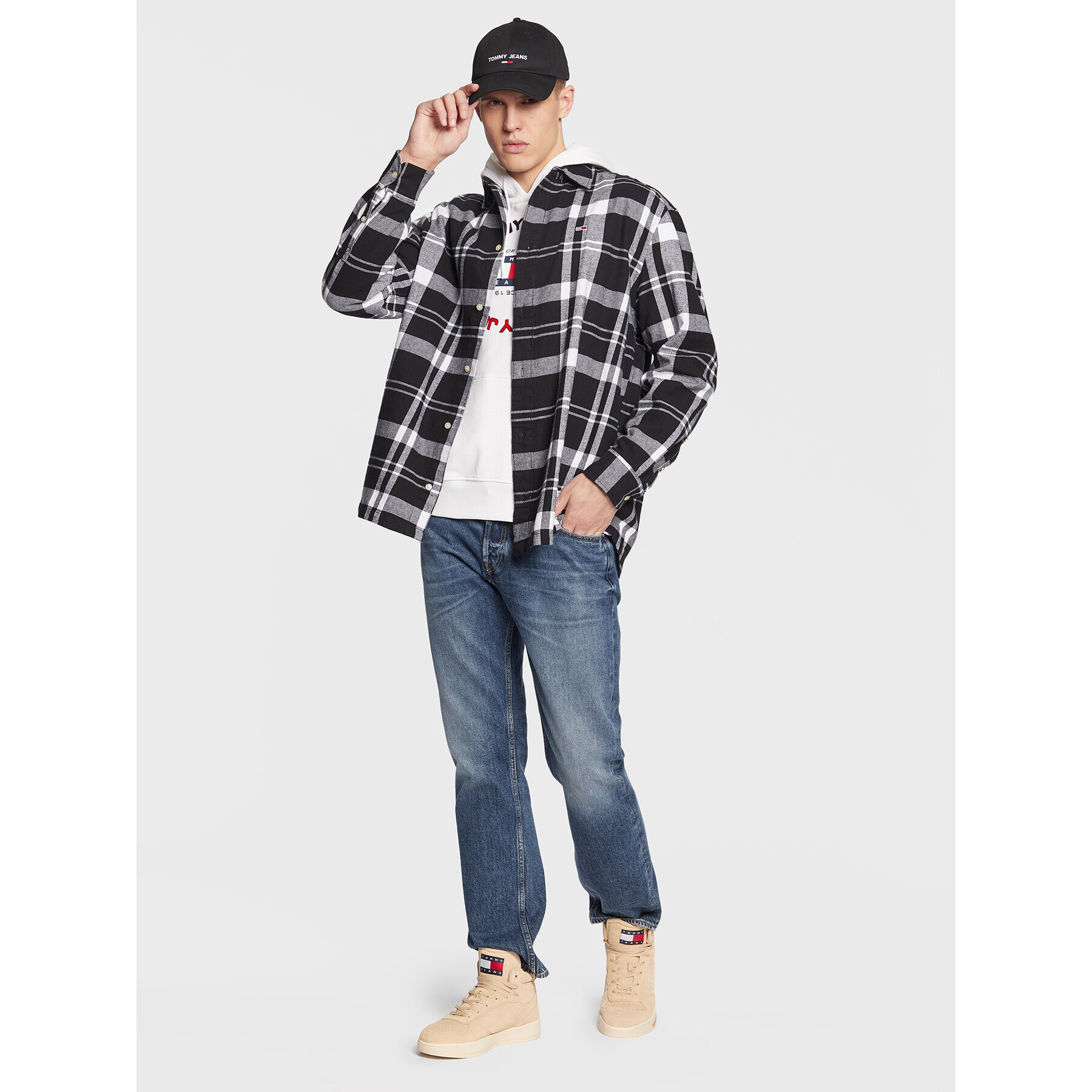 Tommy Jeans Košile Check Twill DM0DM15414 Černá Oversize - Pepit.cz