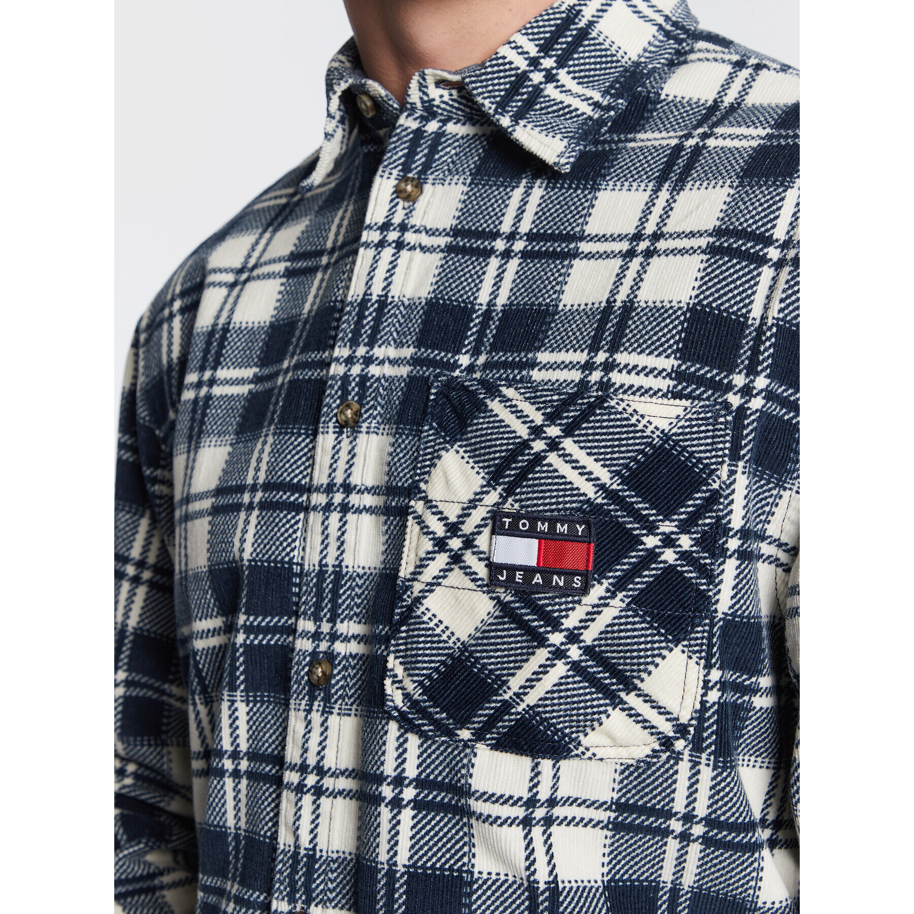 Tommy Jeans Košile Checked Cord DM0DM15409 Tmavomodrá Relaxed Fit - Pepit.cz