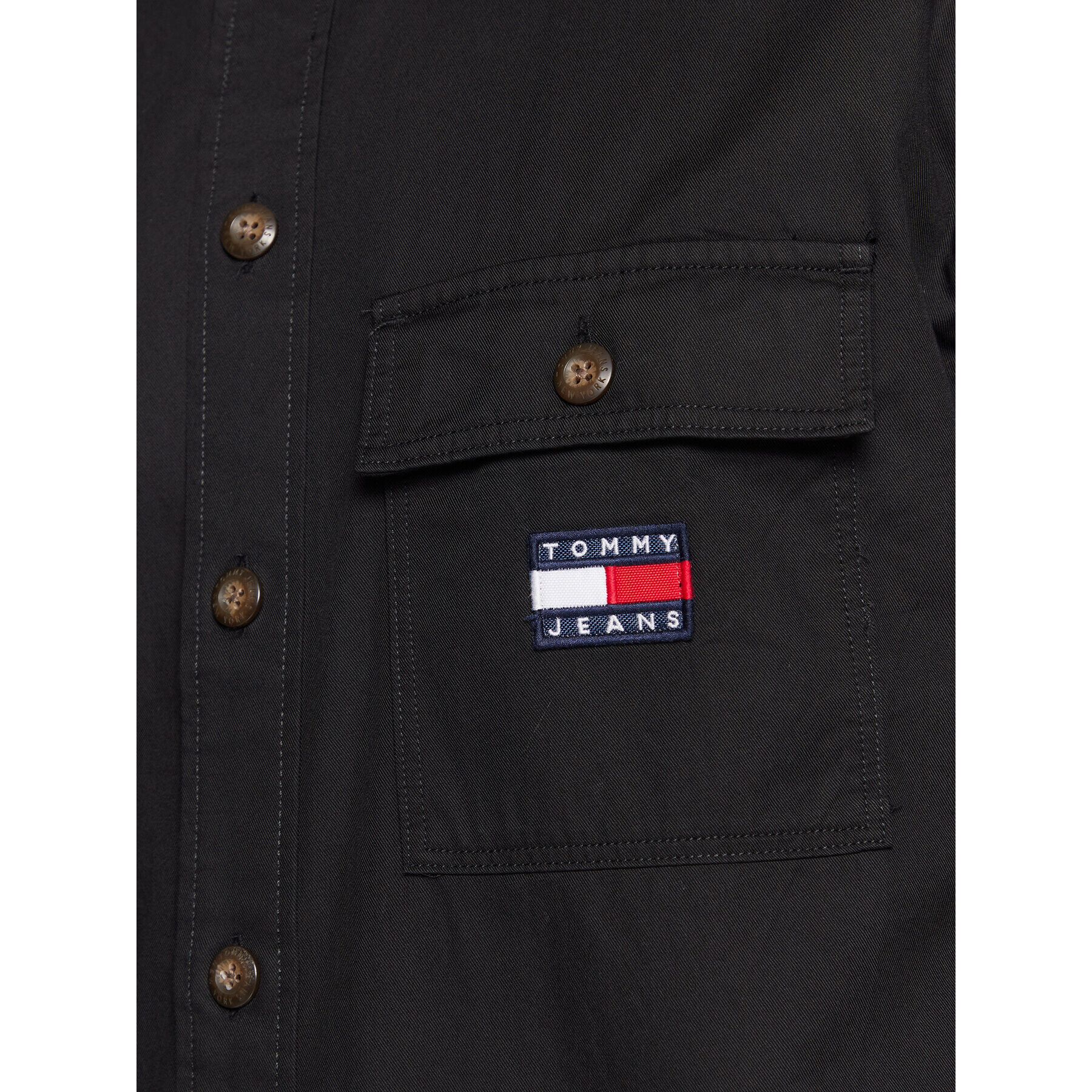 Tommy Jeans Košile Classic Solid DM0DM15129 Černá Overshirt Fit - Pepit.cz