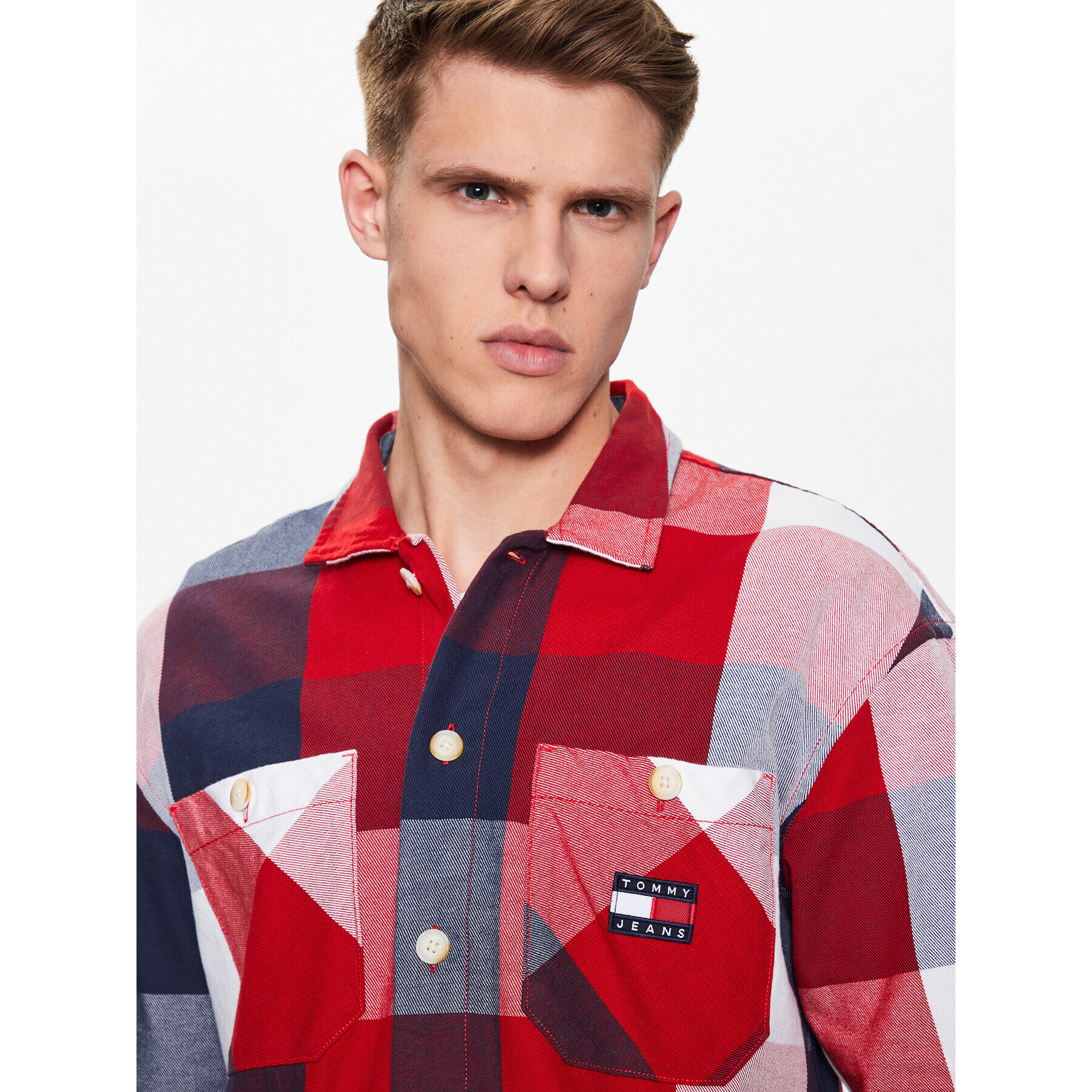 Tommy Jeans Košile DM0DM16344 Červená Regular Fit - Pepit.cz