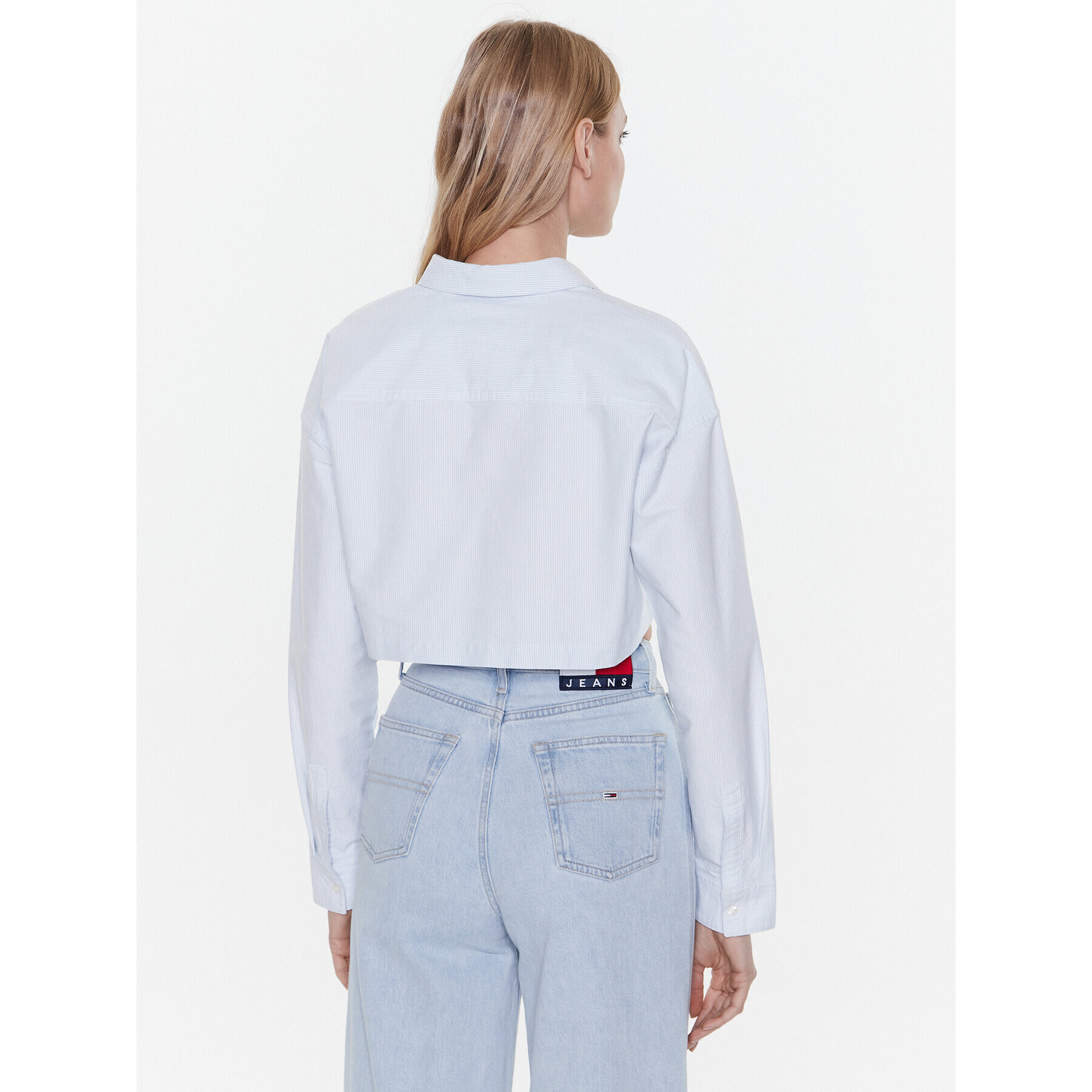 Tommy Jeans Košile DW0DW15040 Modrá Cropped Fit - Pepit.cz