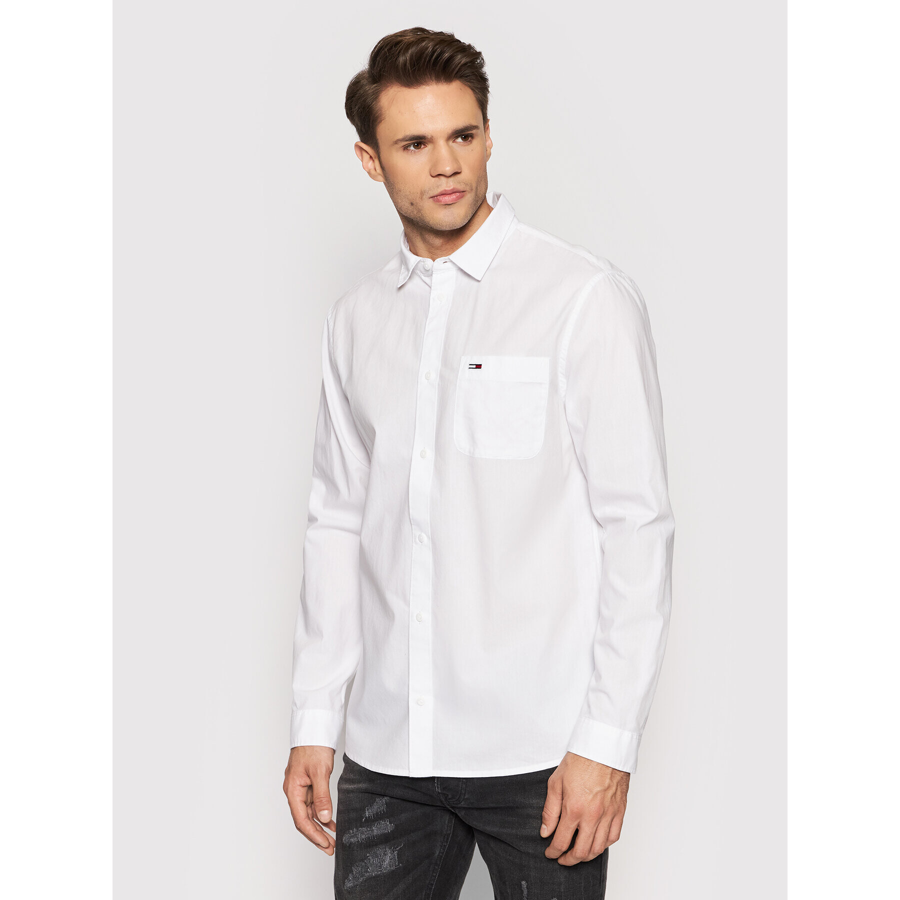 Tommy Jeans Košile Essential Poplin DM0DM11870 Bílá Regular Fit - Pepit.cz