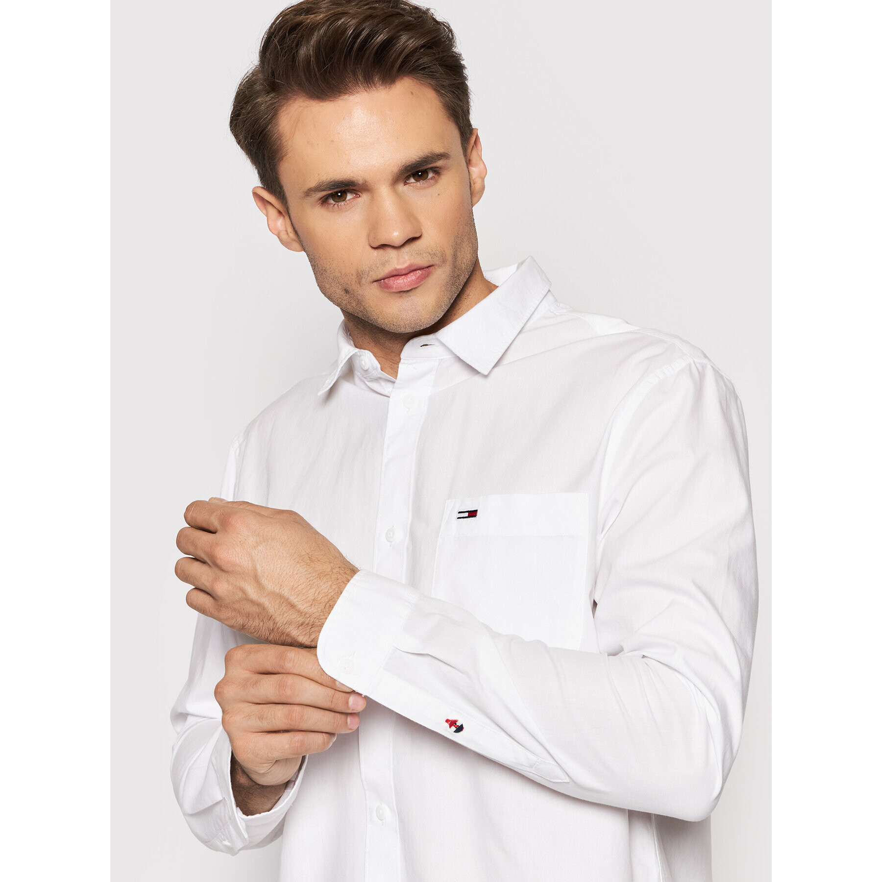 Tommy Jeans Košile Essential Poplin DM0DM11870 Bílá Regular Fit - Pepit.cz