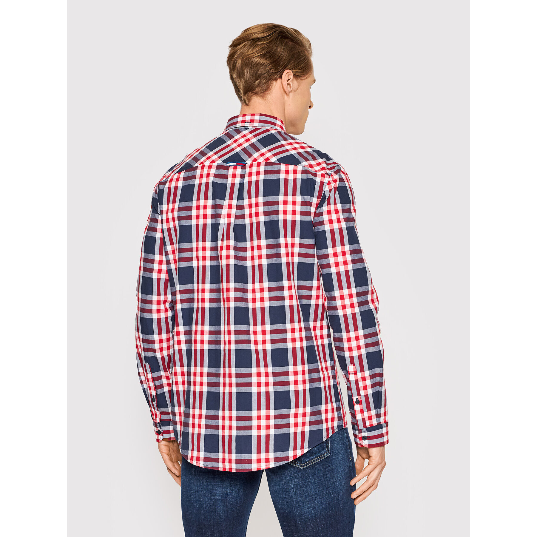 Tommy Jeans Košile Essential Poplin DM0DM13041 Tmavomodrá Regular Fit - Pepit.cz