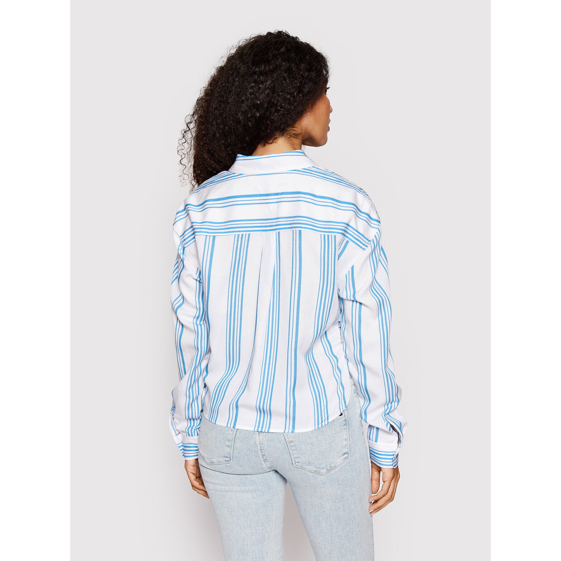 Tommy Jeans Košile Front Tie Stripe DW0DW12901 Bílá Relaxed Fit - Pepit.cz