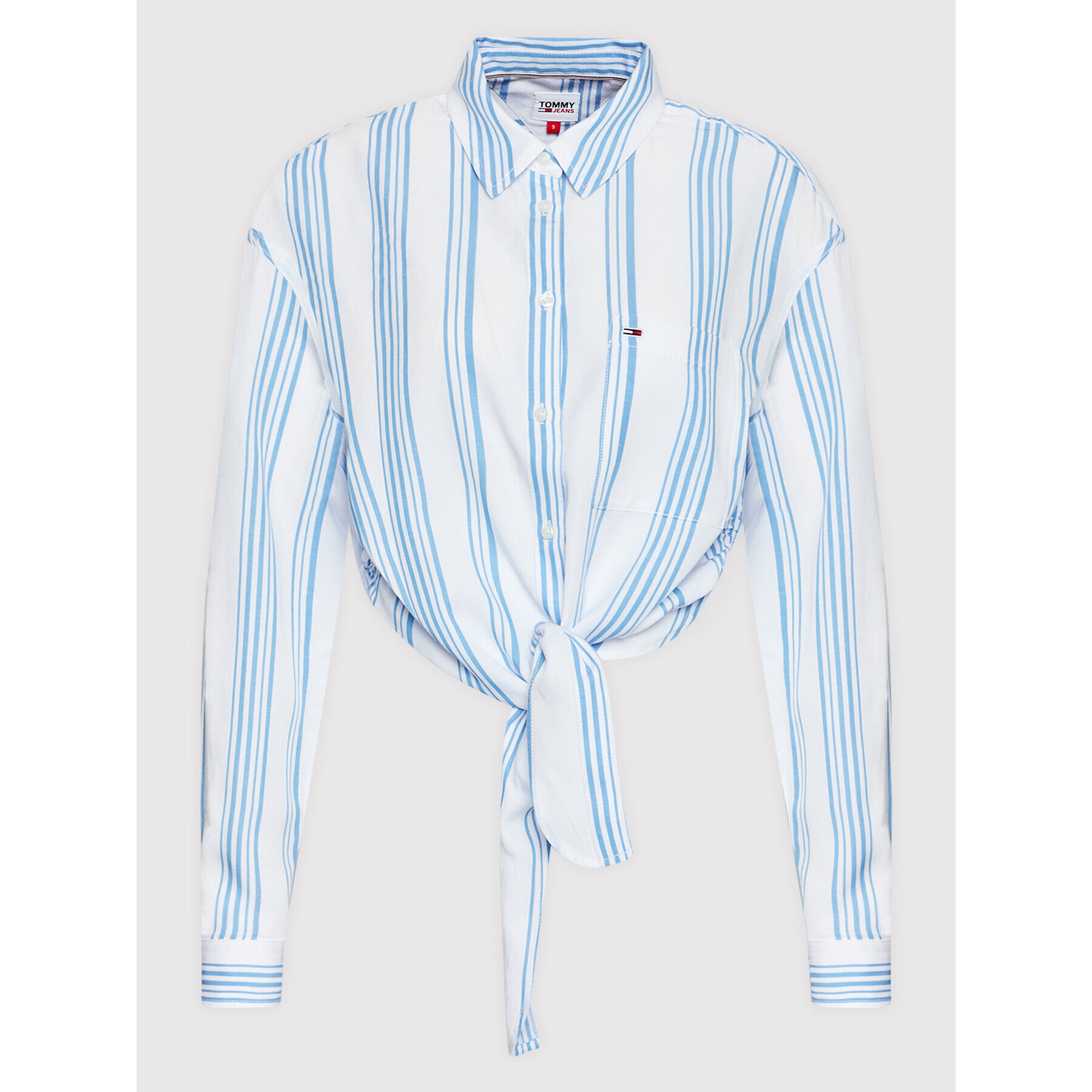 Tommy Jeans Košile Front Tie Stripe DW0DW12901 Bílá Relaxed Fit - Pepit.cz