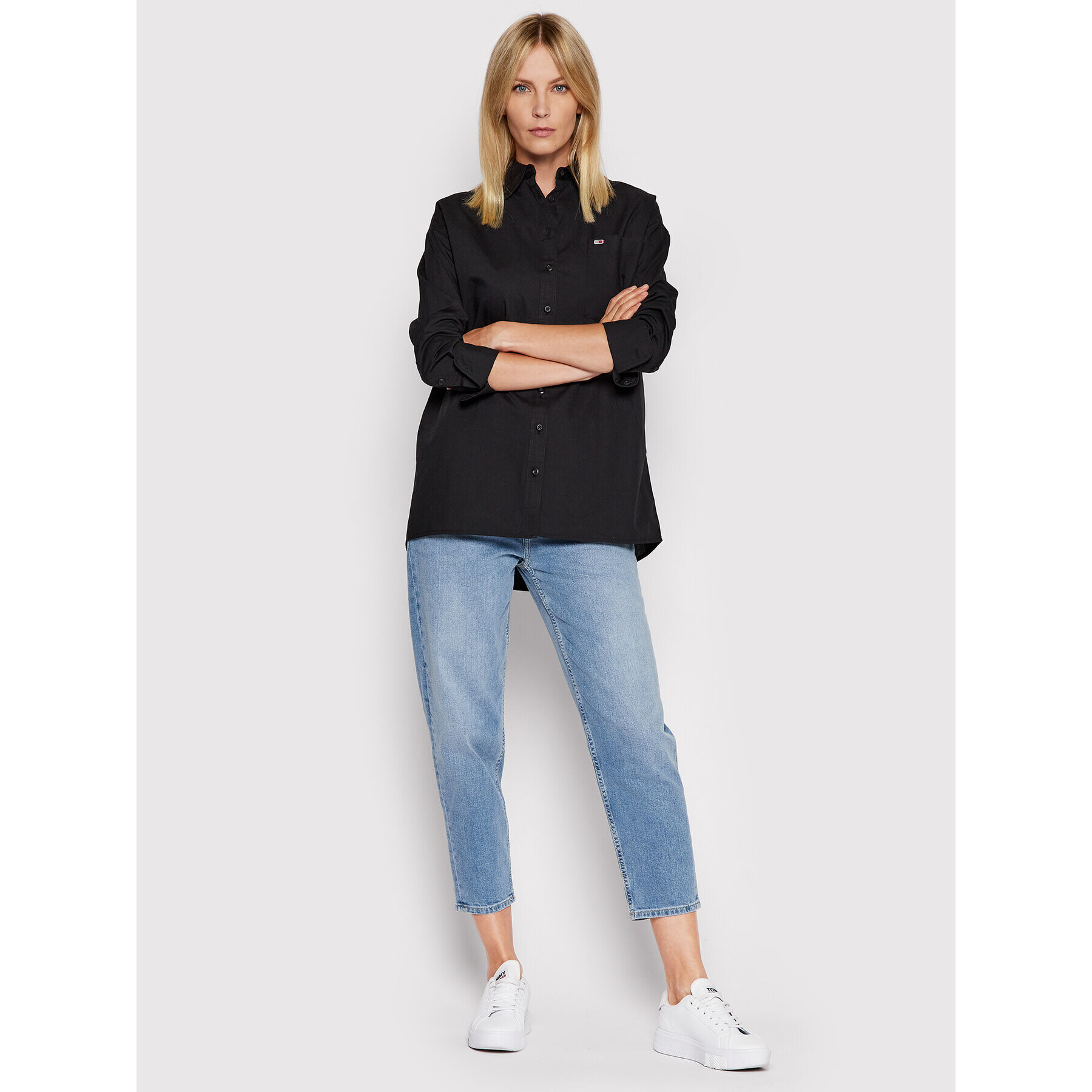 Tommy Jeans Košile Oversized Poplin DW0DW12080 Černá Oversize - Pepit.cz