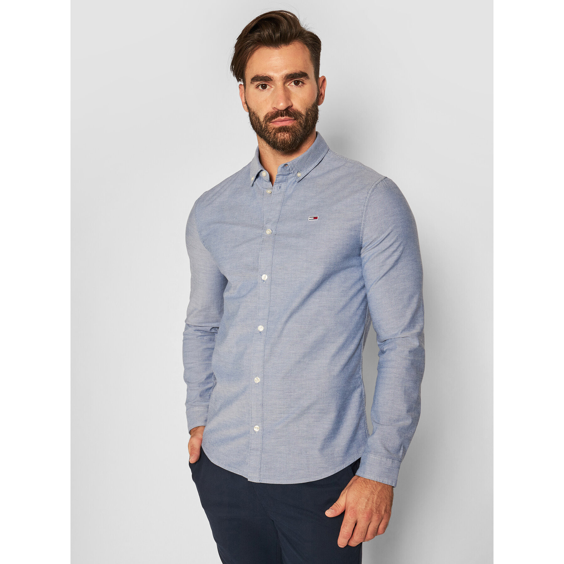 Tommy Jeans Košile Oxford DM0DM09594 Modrá Slim Fit - Pepit.cz