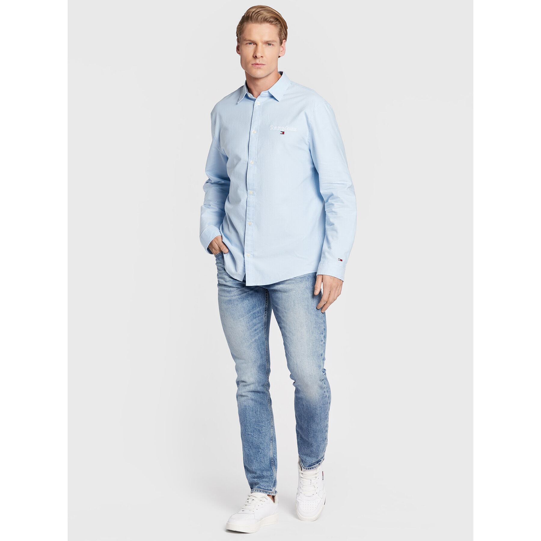 Tommy Jeans Košile Serif Linear Oxford DM0DM15143 Modrá Classic Fit - Pepit.cz