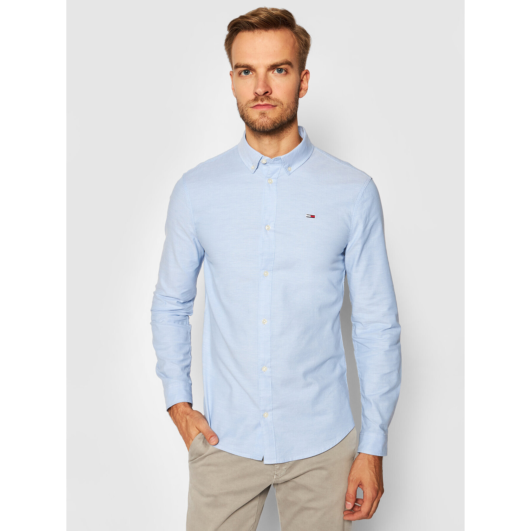 Tommy Jeans Košile Stretch Oxford DM0DM09594 Modrá Slim Fit - Pepit.cz