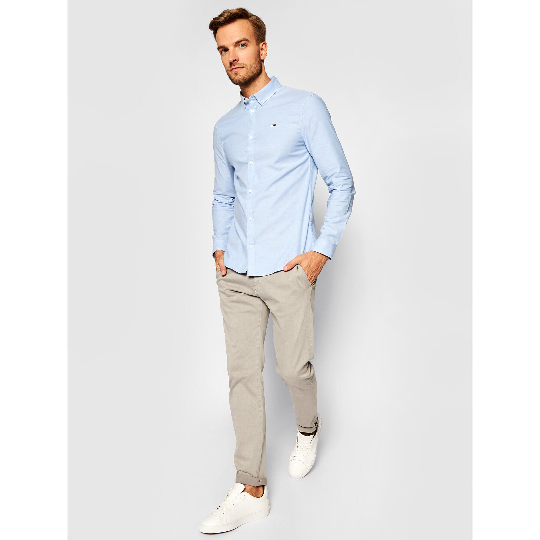 Tommy Jeans Košile Stretch Oxford DM0DM09594 Modrá Slim Fit - Pepit.cz