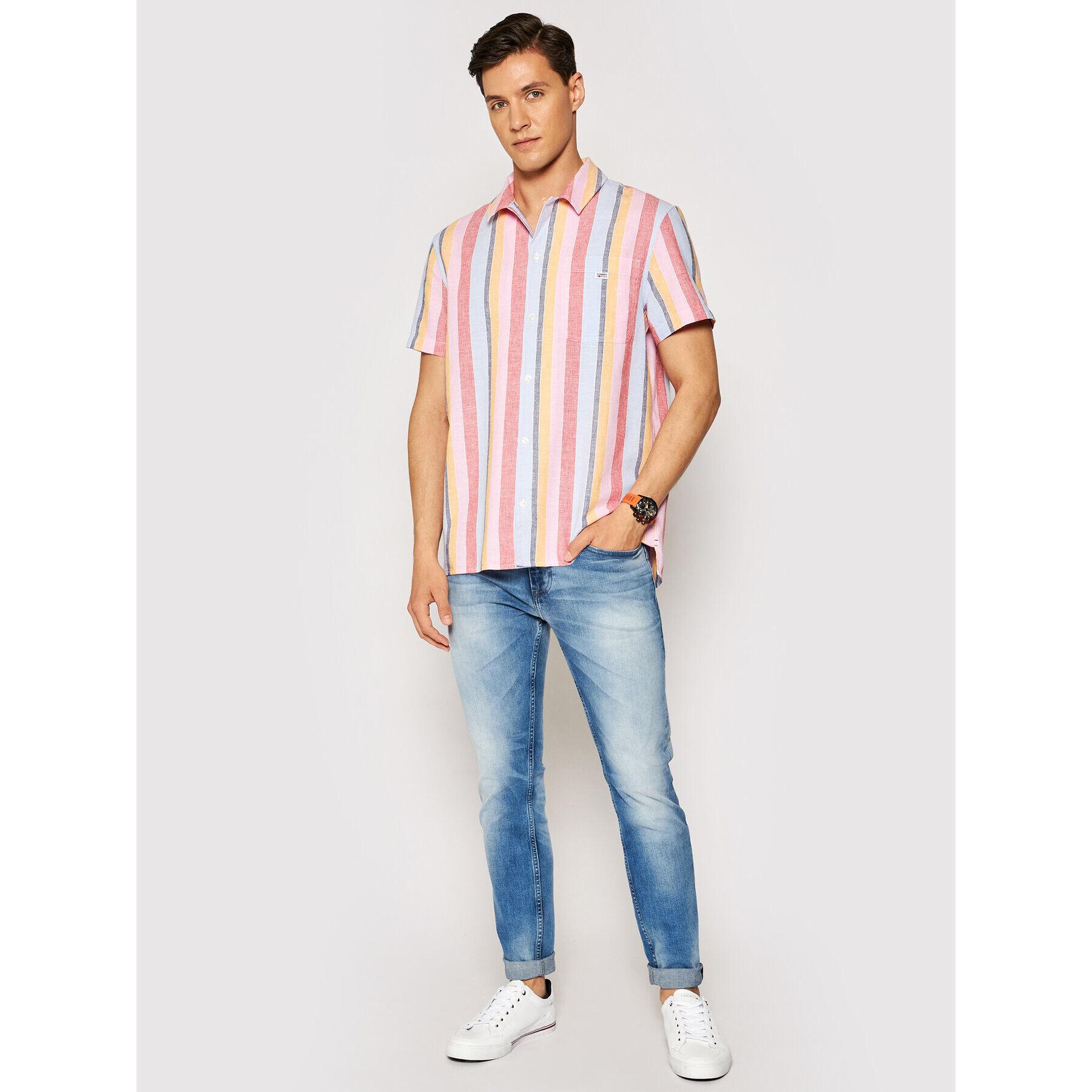 Tommy Jeans Košile Striped Camp DM0DM10145 Barevná Regular Fit - Pepit.cz