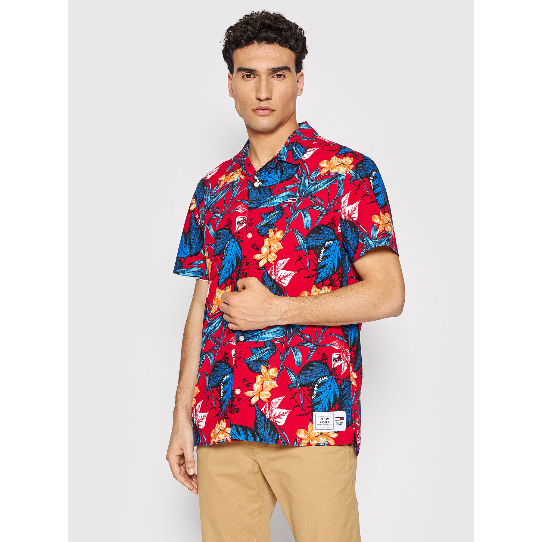 Tommy Jeans Košile Tjm Hawaiian Camp DM0DM12978 Červená Classic Fit - Pepit.cz