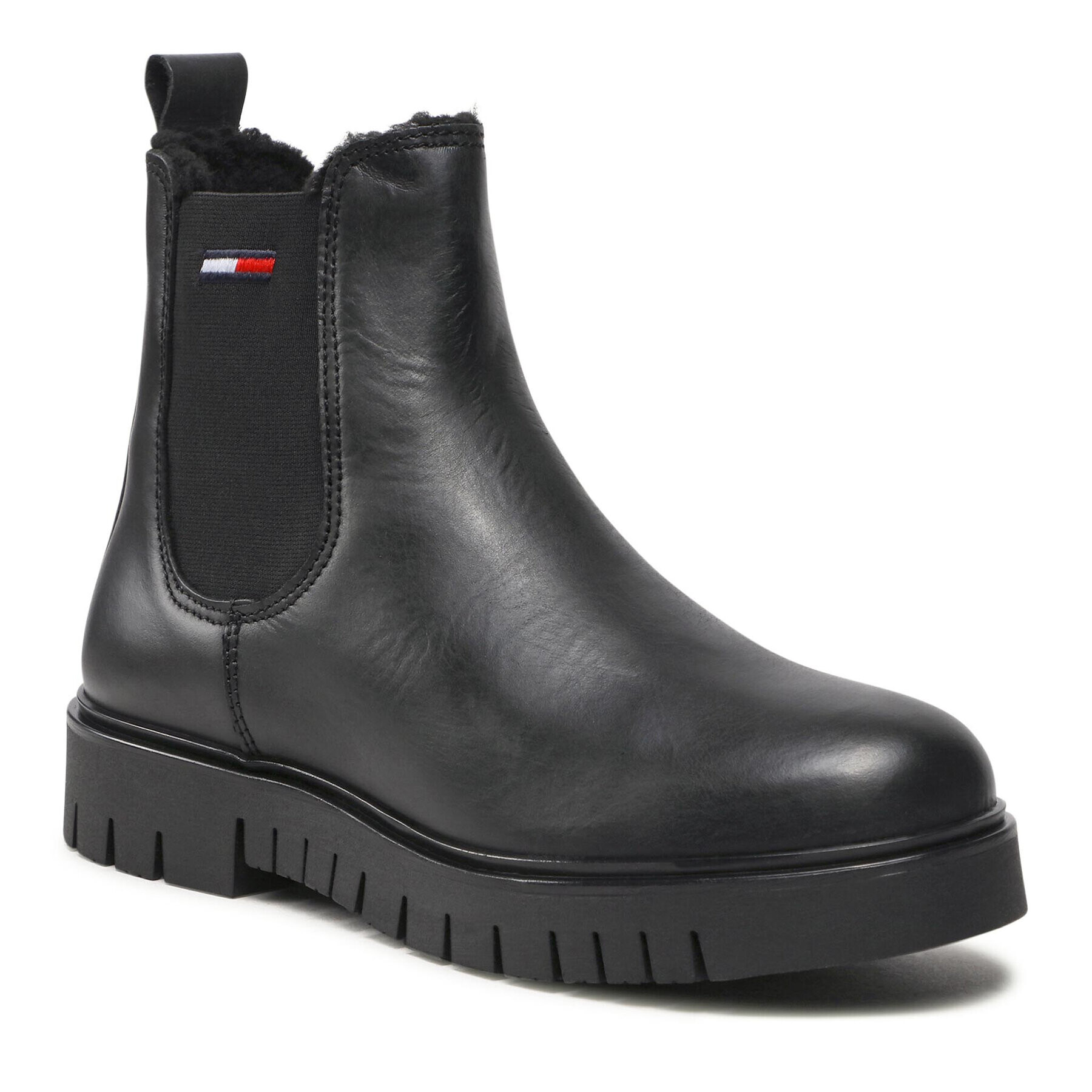 Tommy Jeans Kotníková obuv s elastickým prvkem Warmlined Chelsea Boot EN0EN01991 Černá - Pepit.cz