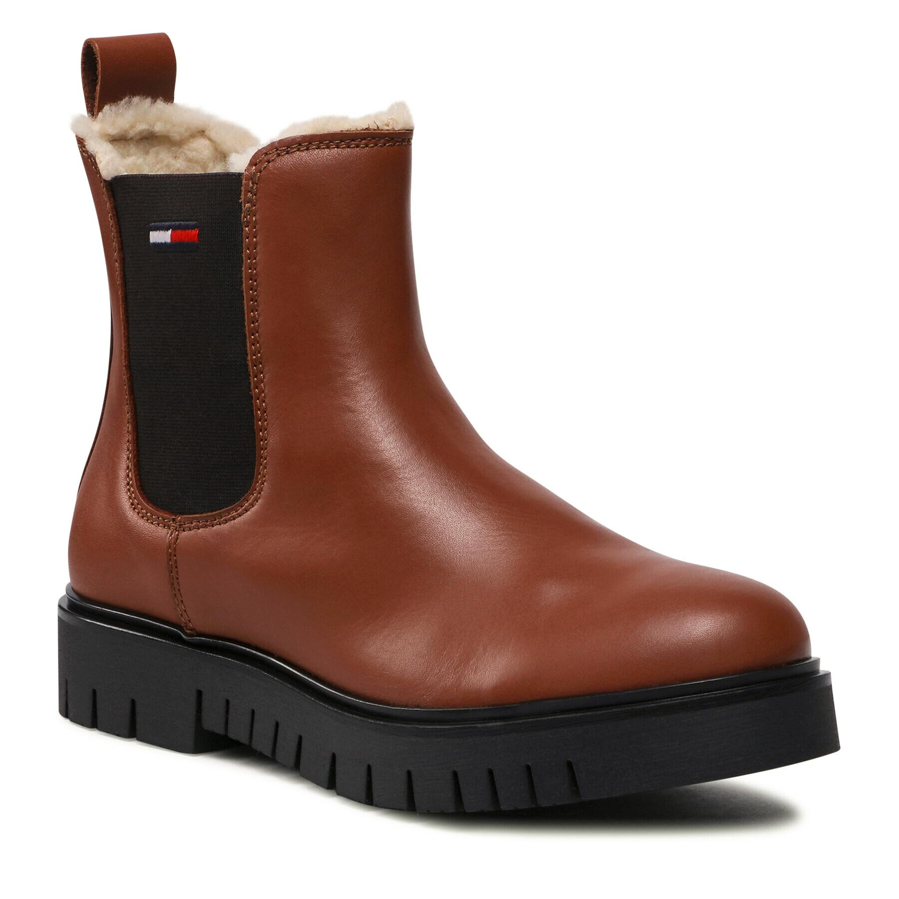 Tommy Jeans Kotníková obuv s elastickým prvkem Warmlined Chelsea Boot EN0EN01991 Hnědá - Pepit.cz