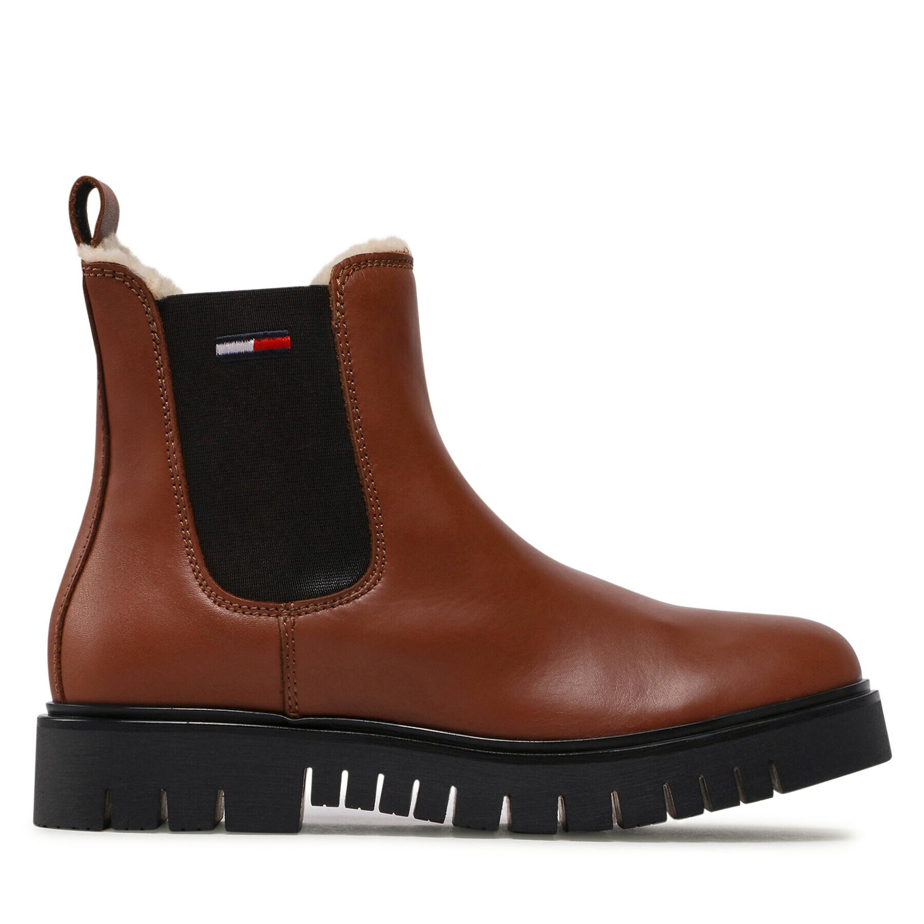 Tommy Jeans Kotníková obuv s elastickým prvkem Warmlined Chelsea Boot EN0EN01991 Hnědá - Pepit.cz