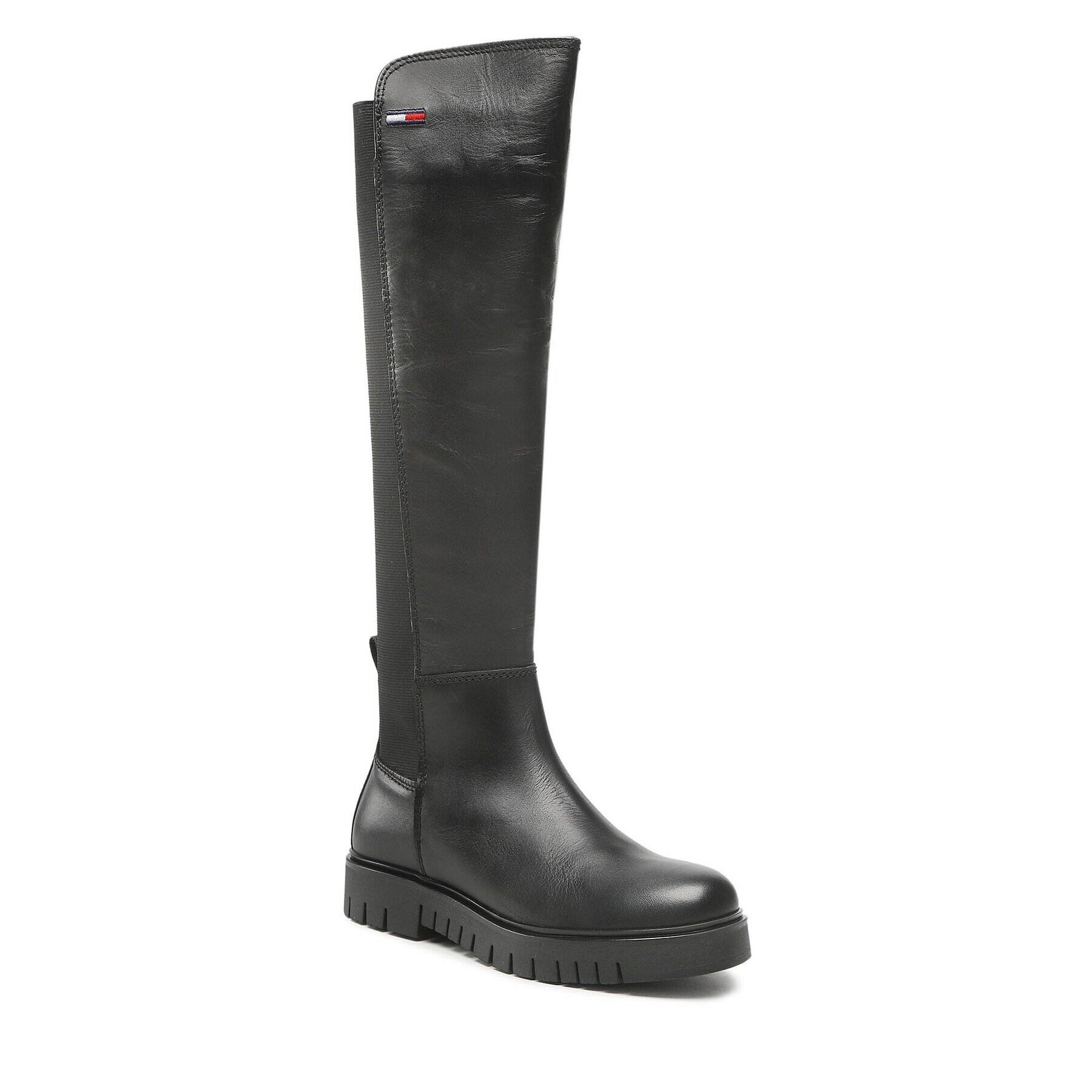 Tommy Jeans Kozačky Long Leather Boot EN0EN01993 Černá - Pepit.cz