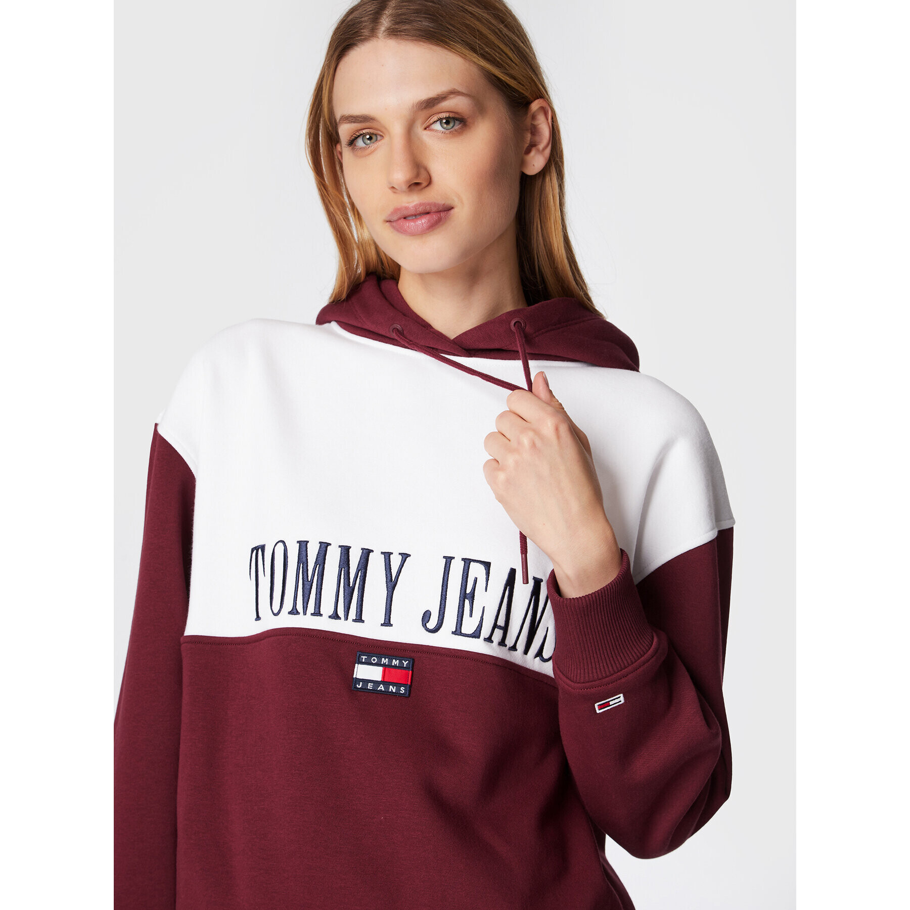 Tommy Jeans Mikina Archive DW0DW14345 Bordó Relaxed Fit - Pepit.cz