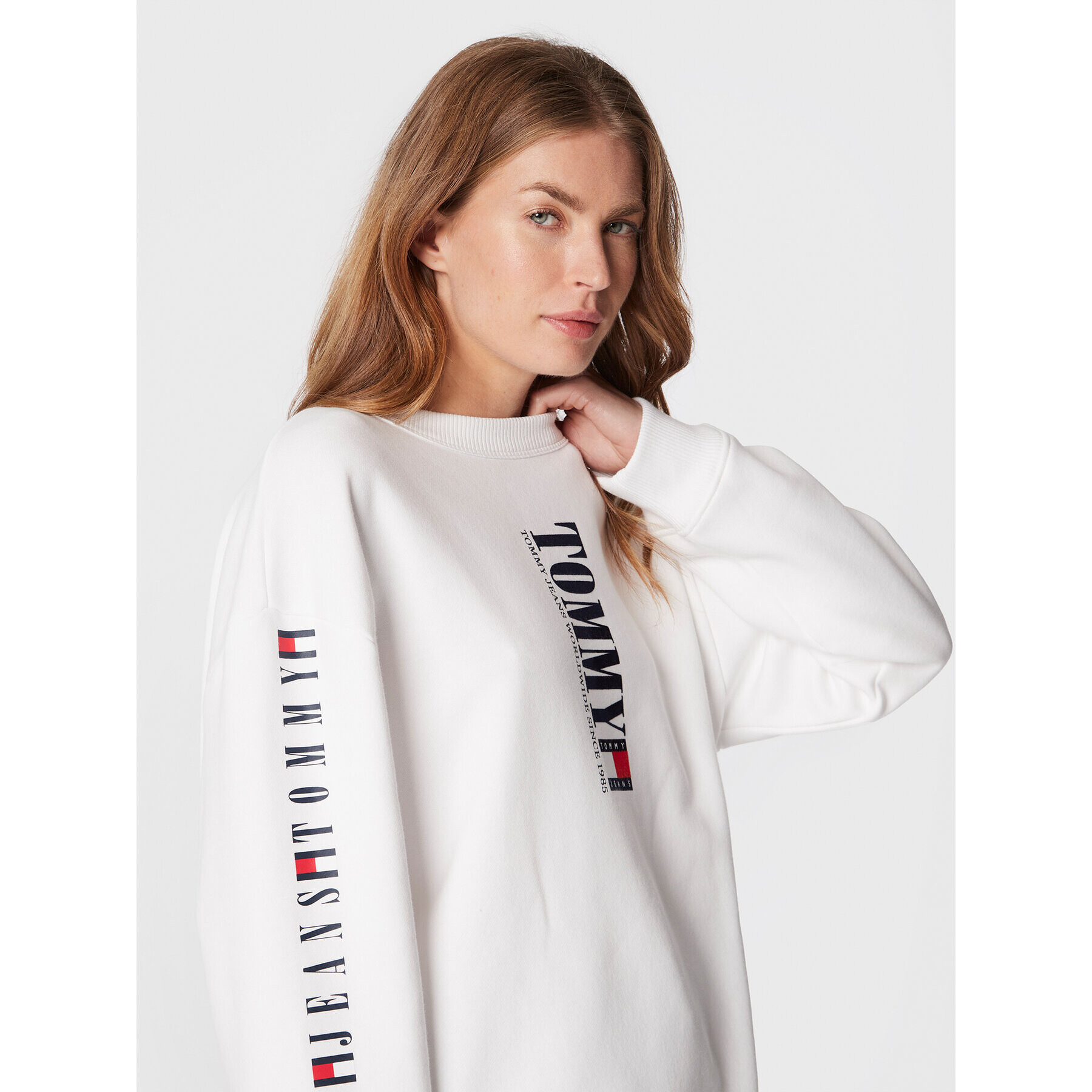 Tommy Jeans Mikina Archive DW0DW14346 Bílá Relaxed Fit - Pepit.cz