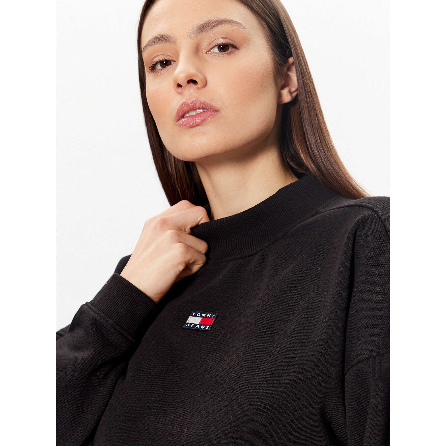 Tommy Jeans Mikina Badge DW0DW15415 Černá Boxy Fit - Pepit.cz