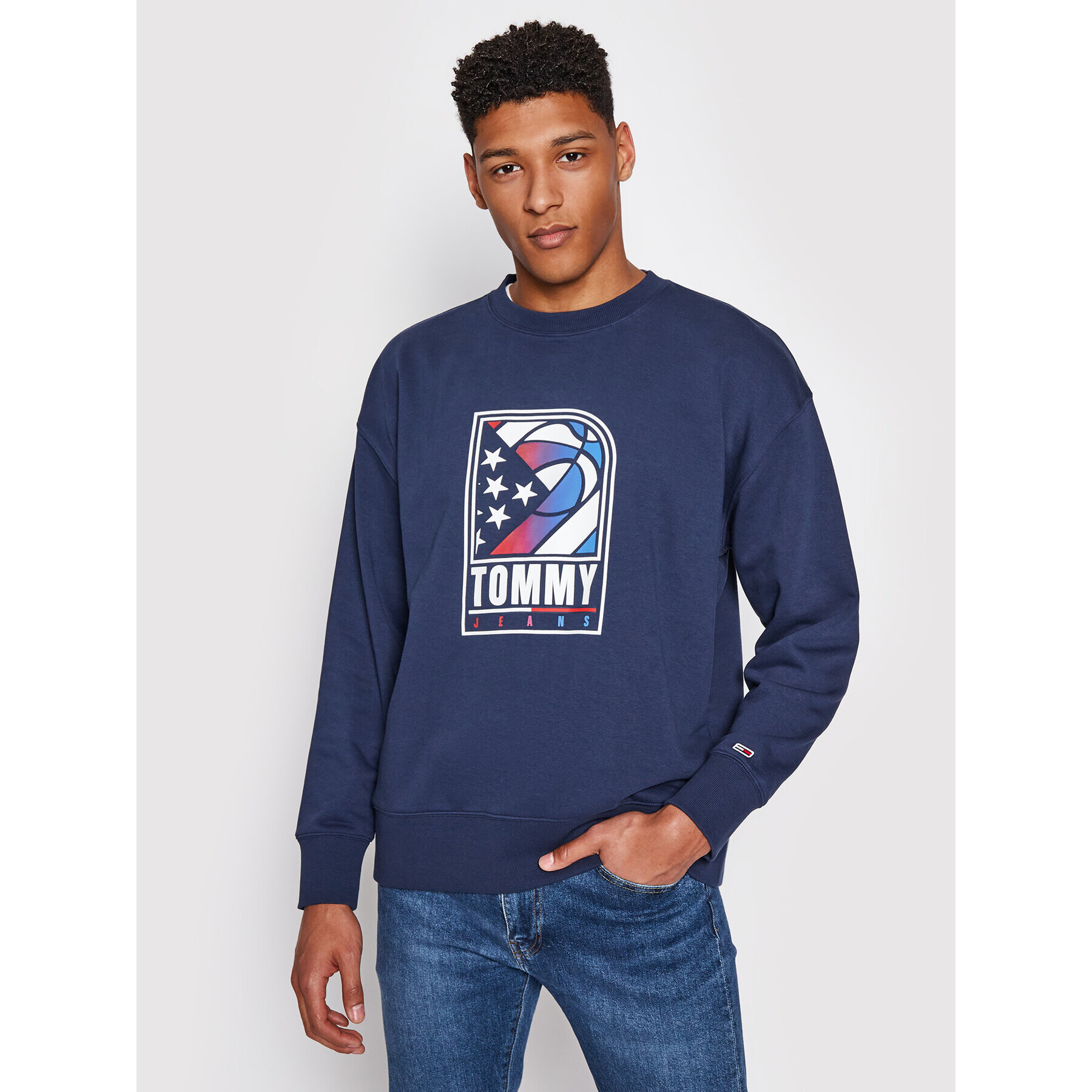 Tommy Jeans Mikina Basketball Crew DM0DM10661 Tmavomodrá Regular Fit - Pepit.cz