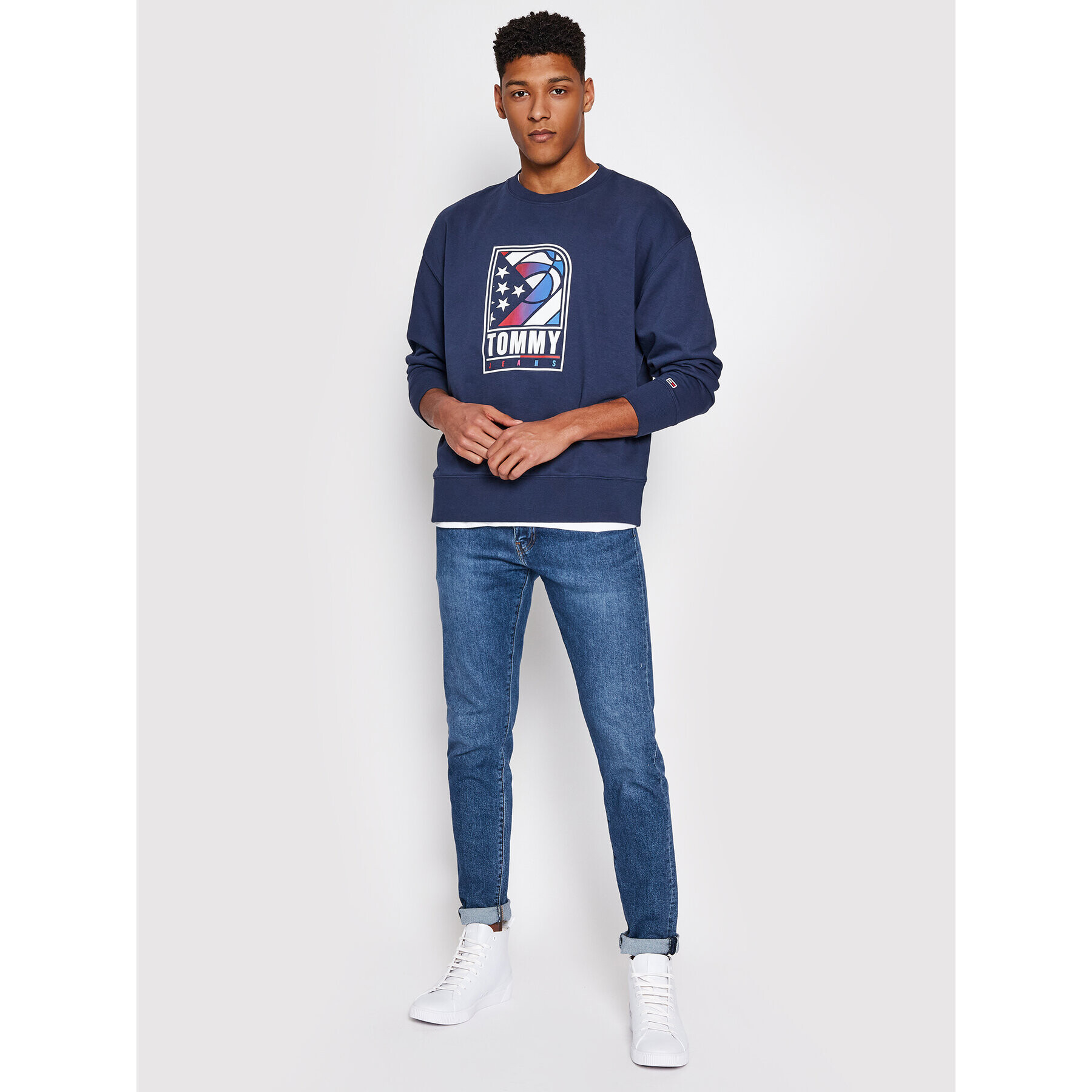 Tommy Jeans Mikina Basketball Crew DM0DM10661 Tmavomodrá Regular Fit - Pepit.cz